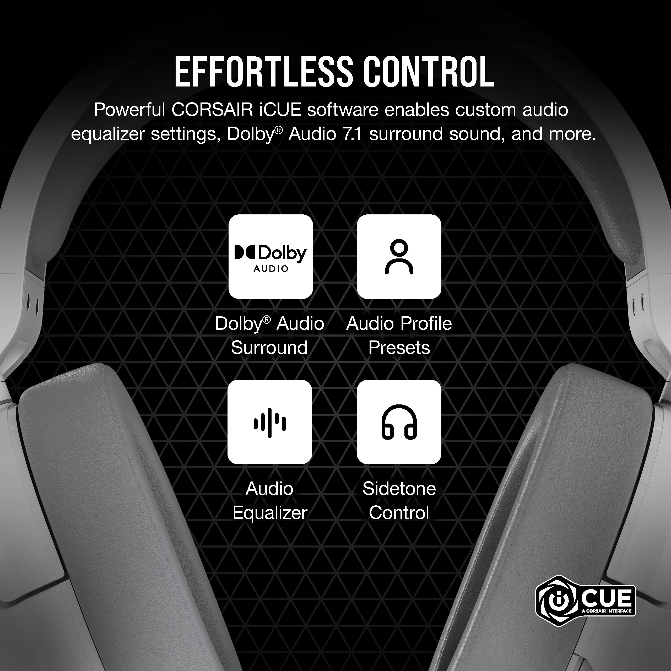 Corsair HS55 Surround v2 Multiplatform Gaming Headset � Dolby Atmos � Lightweight � Memory-Foam Leatherette � Omni-Directional Microphone � PC, Mac, PS5/PS4, Xbox Series X|S, Switch, Mobile � White