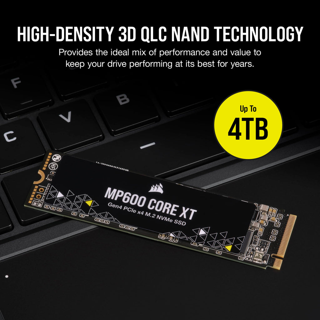 Corsair MP600 CORE XT 2TB M.2 PCIe Gen4 NVMe SSD – Up to 5900MB/s – QLC NAND – M.2 2280 – For PCIe 4.0 Notebooks and Desktops – Black