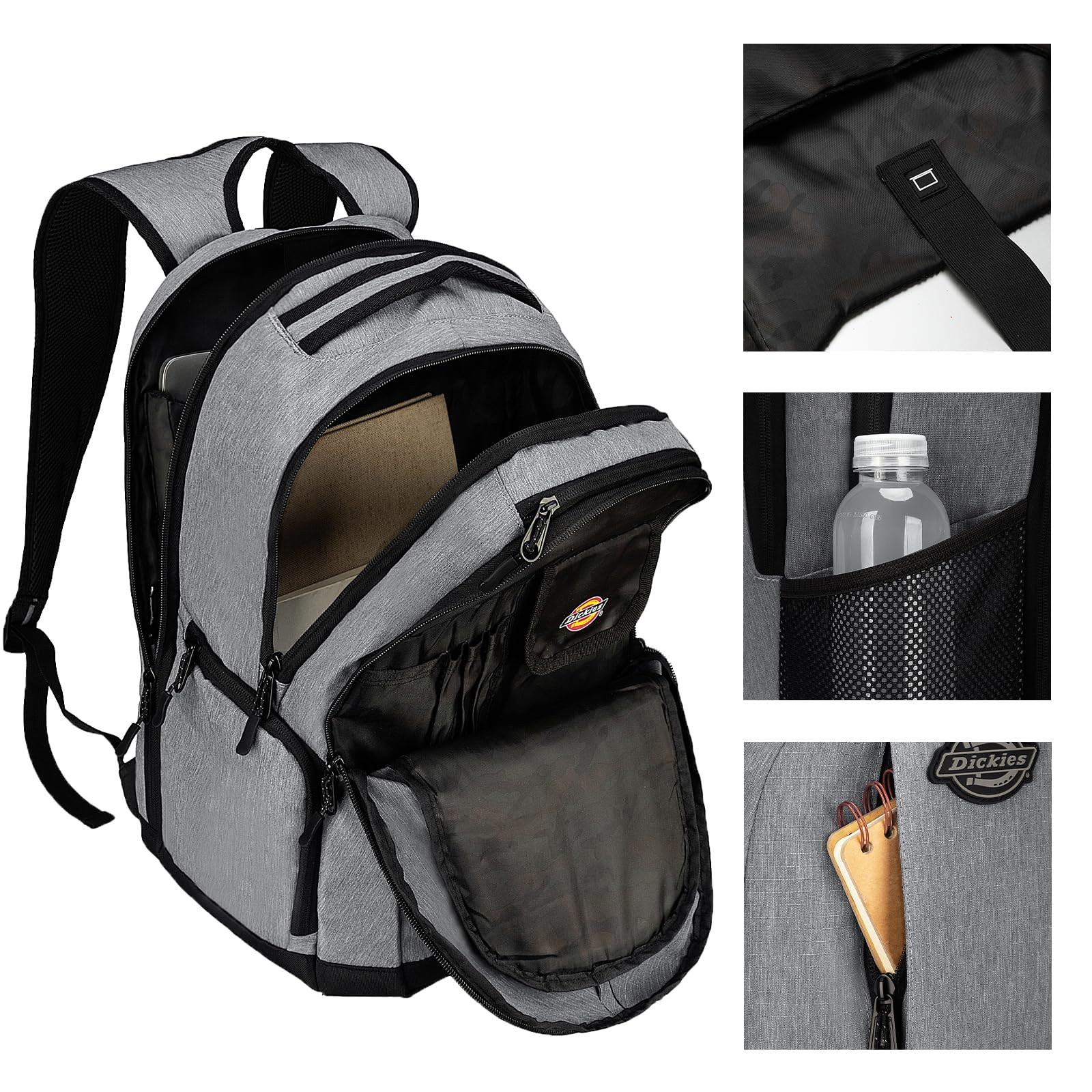 Dickies Laptop Backpack, Water Resistant College Computer Bag For School, Fits 15.6 Inch Notebook (Charcoal)