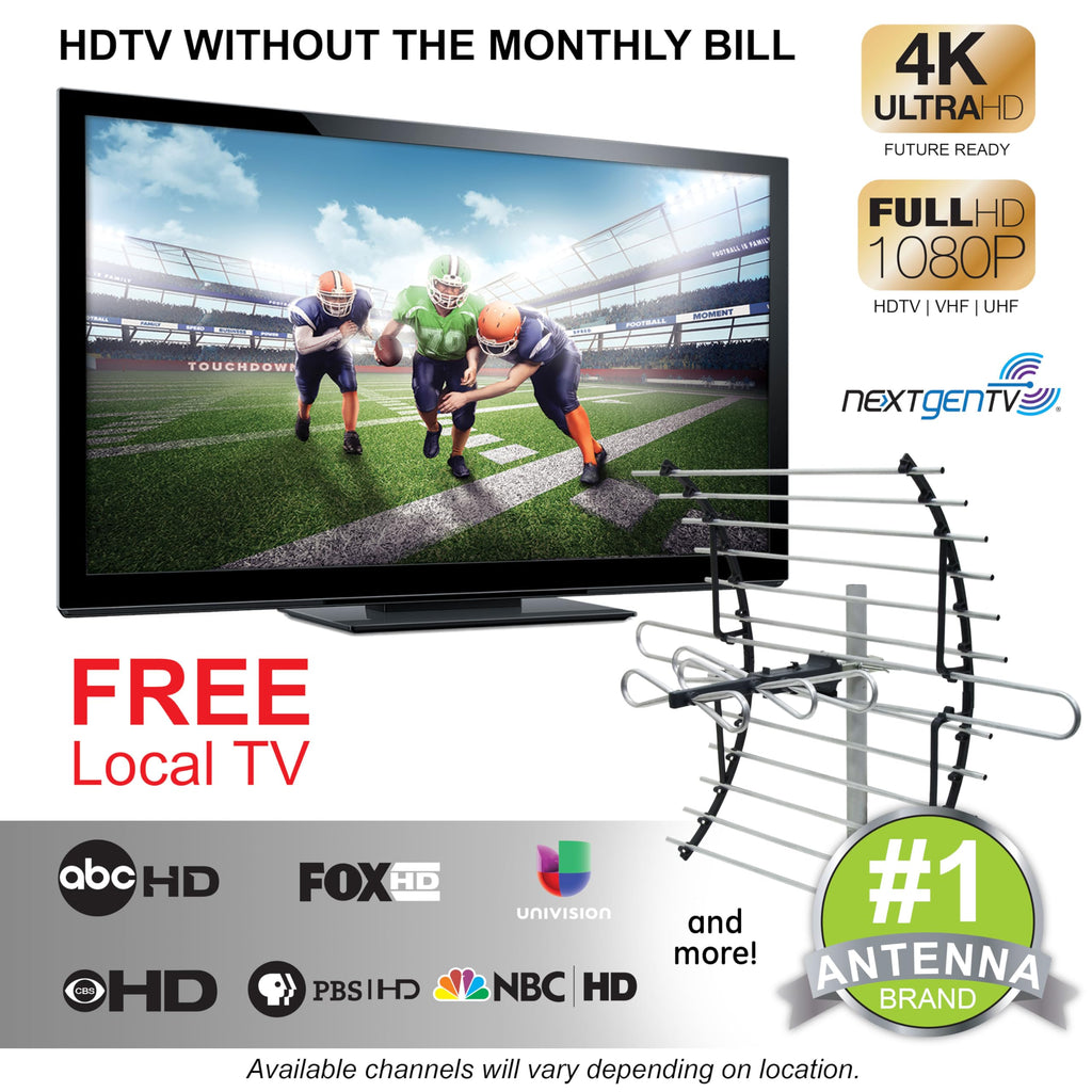 GE Attic Mount TV Antenna, Long Range Antenna, Supports 4K 1080P Digital HDTV VHF UHF, Indoor Directional Antenna, Mounting Pole Included, Out of Sight Compact Design, 33692
