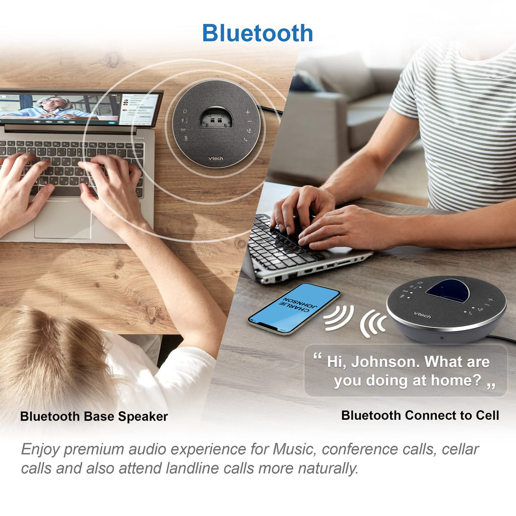 VTech LS6381 DECT 6.0 Cordless Phone with Bluetooth Speaker, Echo Cancellation, Noise Reduction, Music Streaming, Landline Phone with Answering Machine Easy to Read Smart Call Blocker