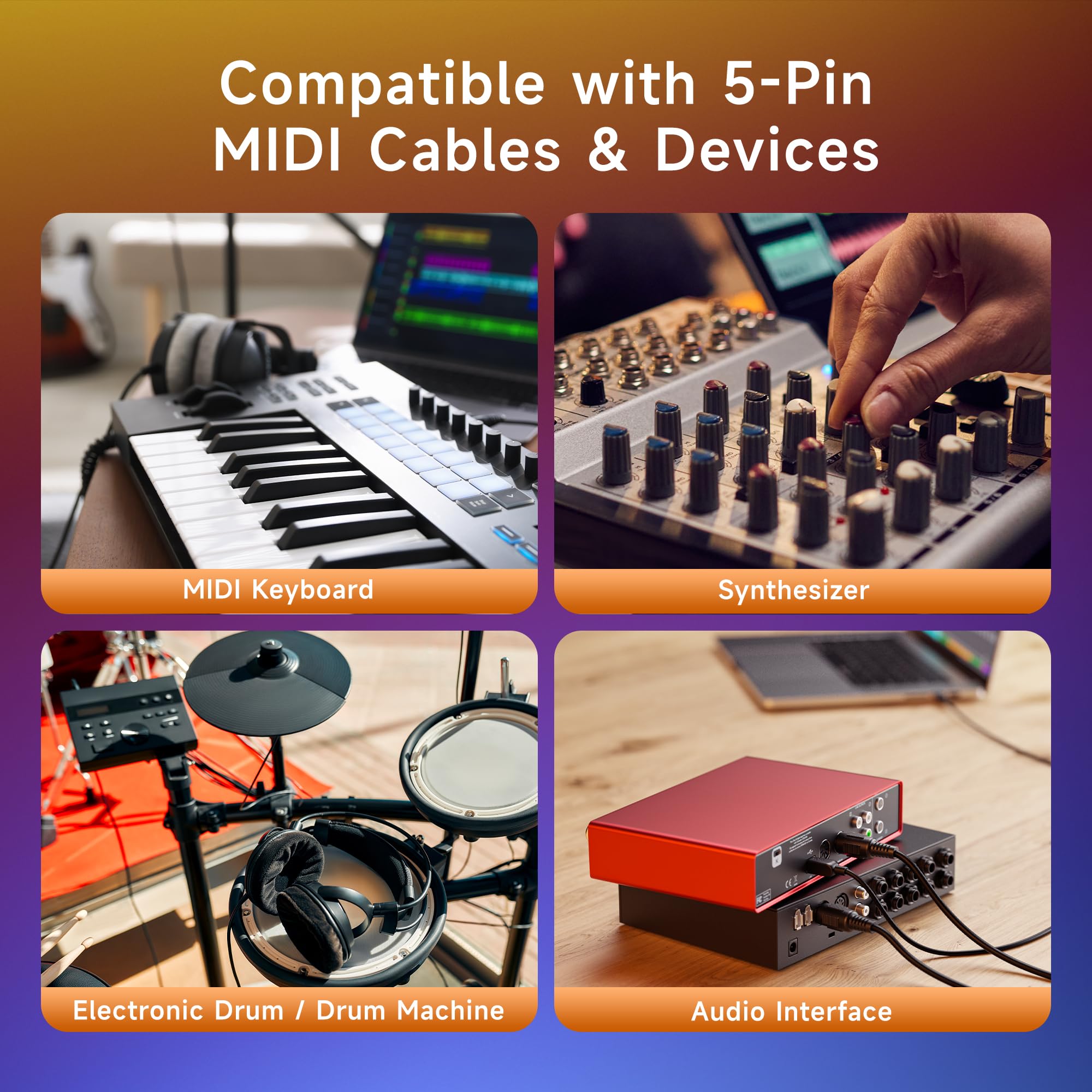 Cable Matters 2-Pack 5 Pin DIN MIDI Coupler Gender Changer (MIDI Extender Adapter)