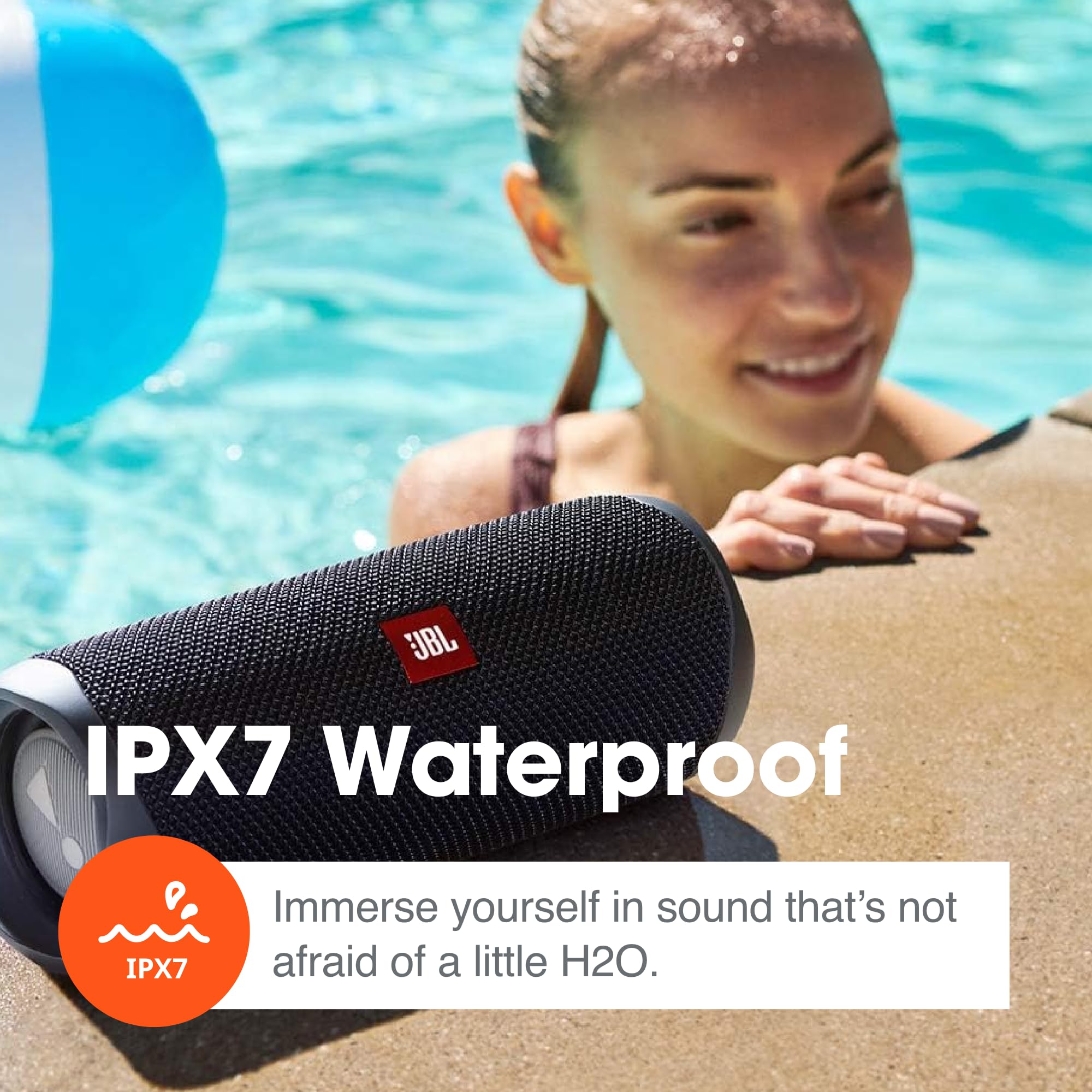 JBL Flip 5 Waterproof Portable Wireless Bluetooth Speaker Bundle with divvi! Protective Hardshell Case - Black