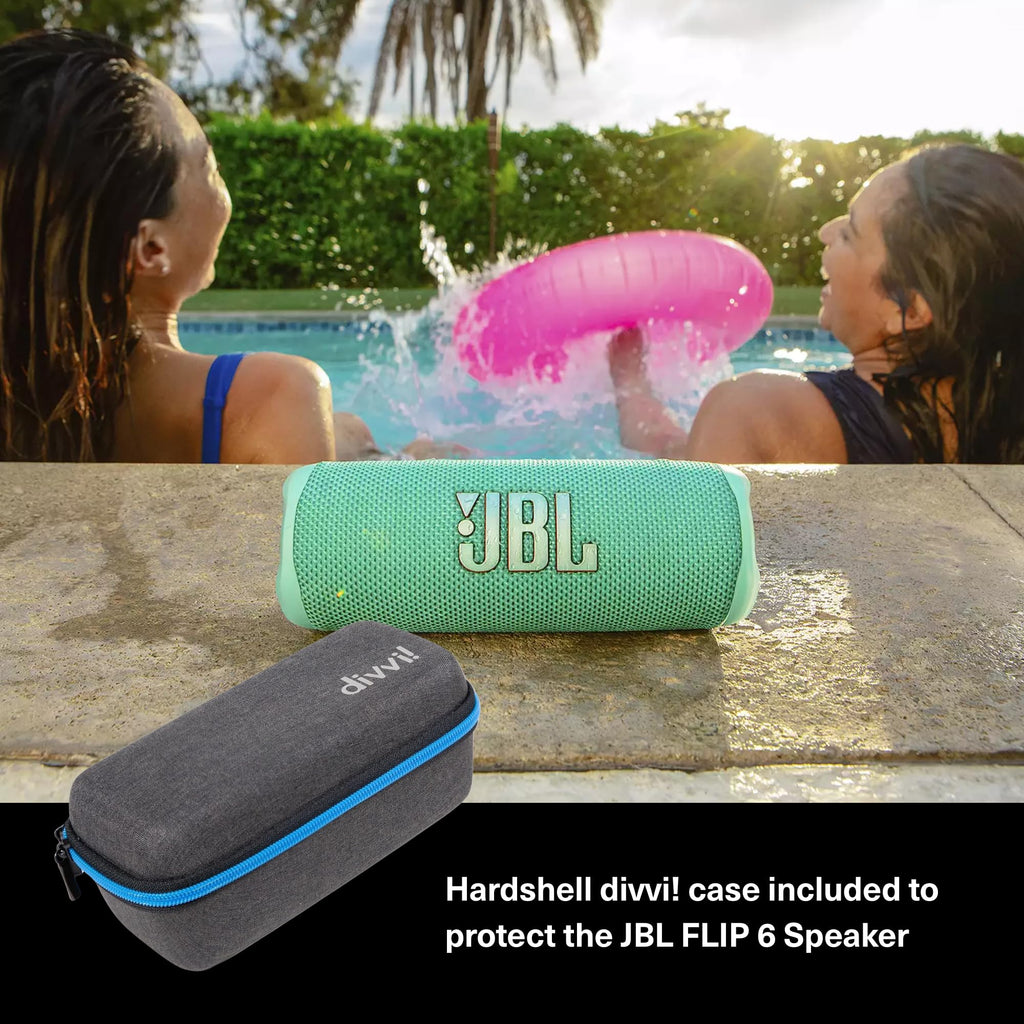 JBL Flip 6 Waterproof Portable Wireless Bluetooth Speaker Bundle with divvi! Premium Hardshell Case - Teal