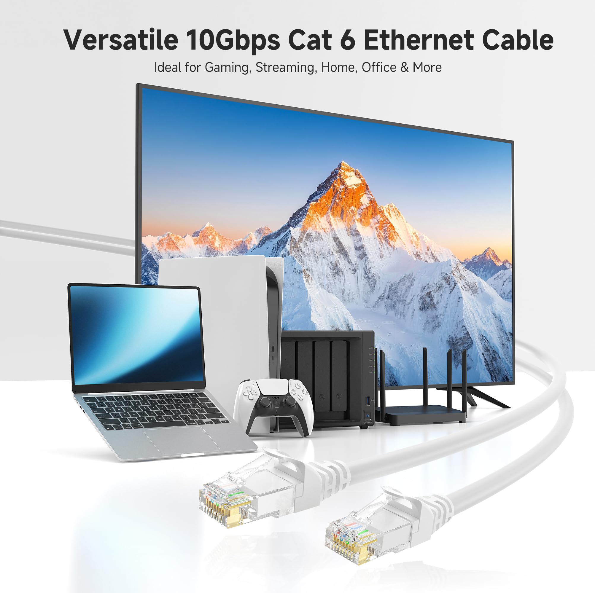 Cable Matters 10Gbps Snagless Cat 6 Ethernet Cable - 10ft, Cat 6 Cable, Cat6 Cord, Ethernet Cord, White