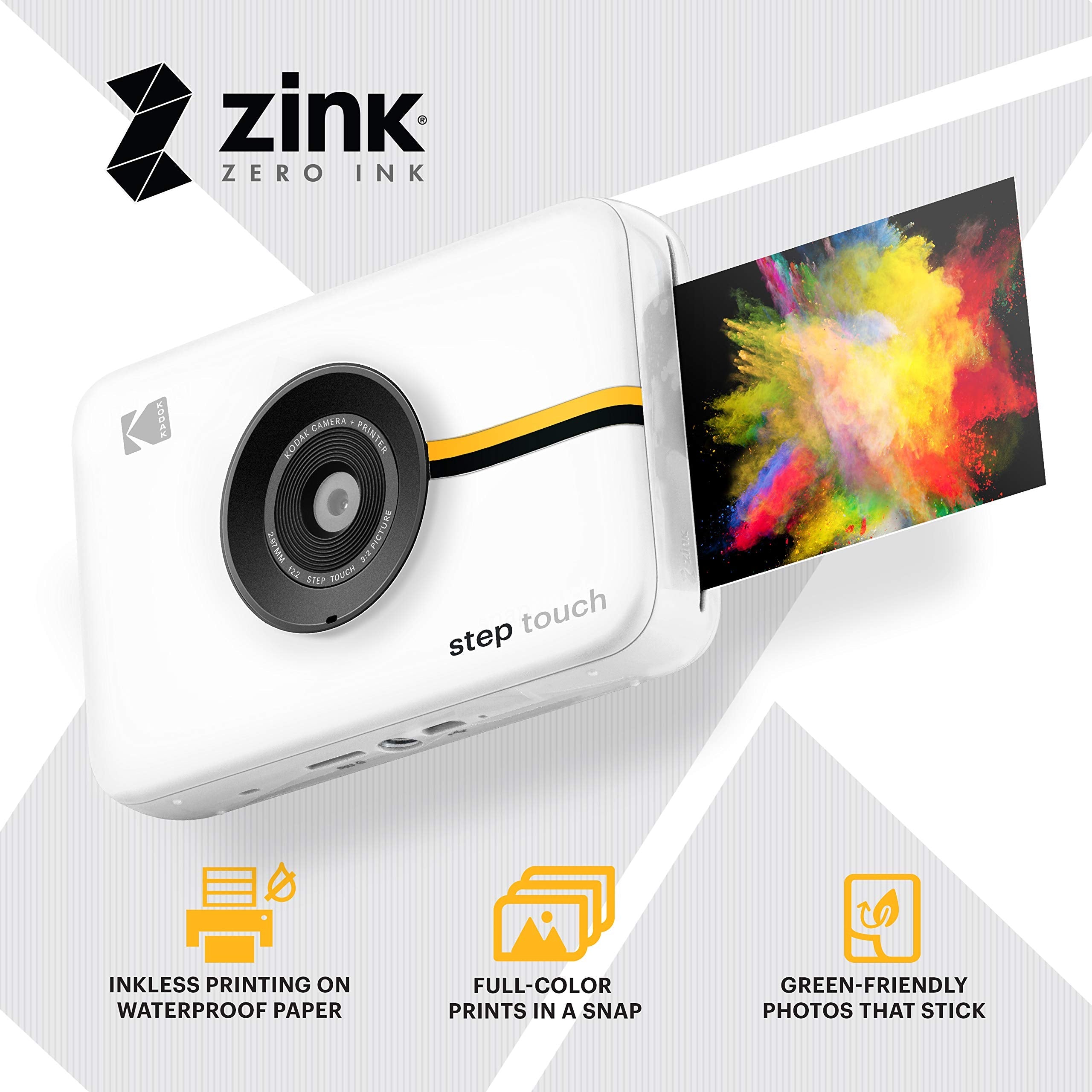 Kodak Step Touch 13MP Digital Camera & Instant Printer with 3.5 LCD Touchscreen (White) Go Bundle