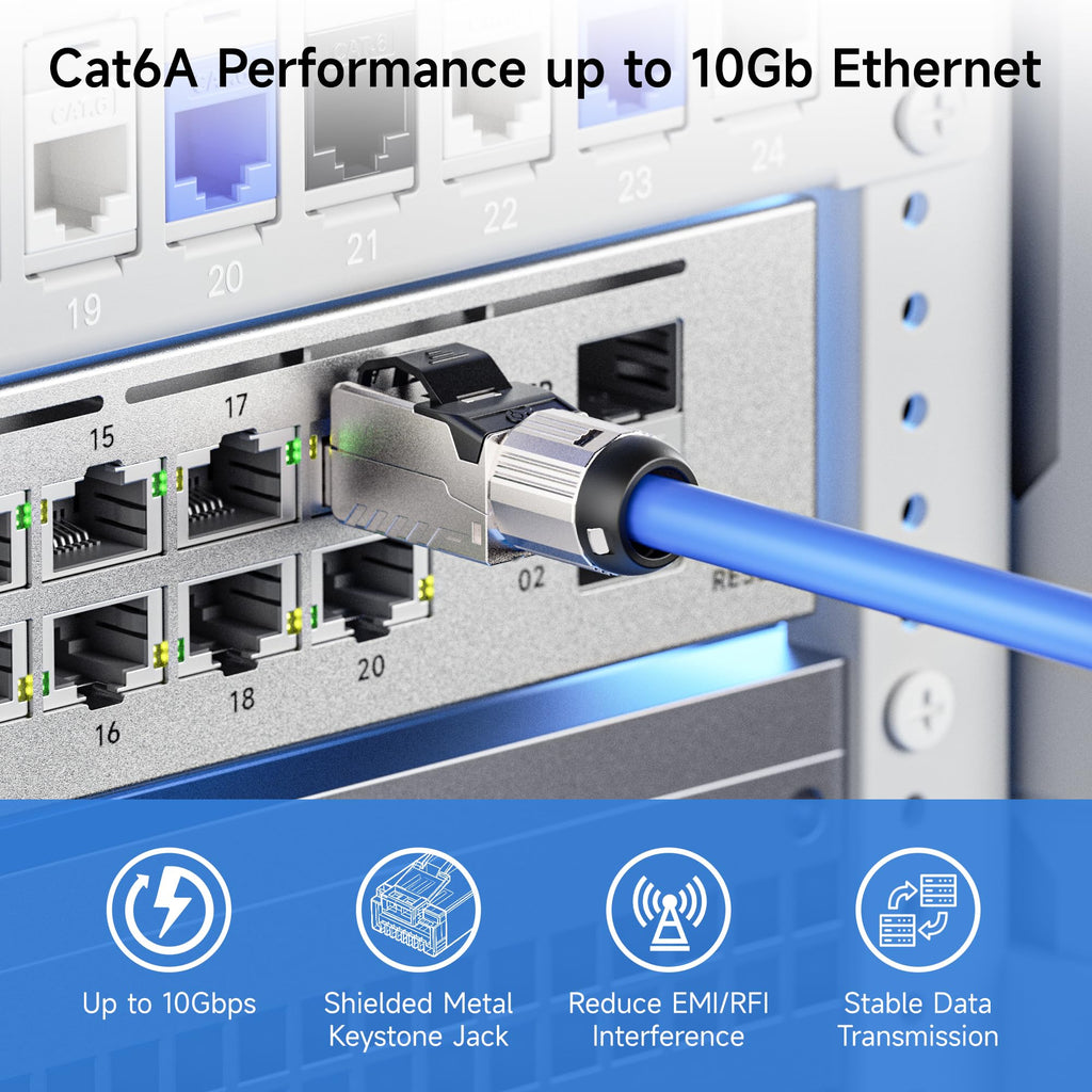 Cable Matters 6-Pack Tool-Free Shielded Cat6a / Cat6 RJ45 Termination Plug Connector, 10Gbps Cat 6 Plug