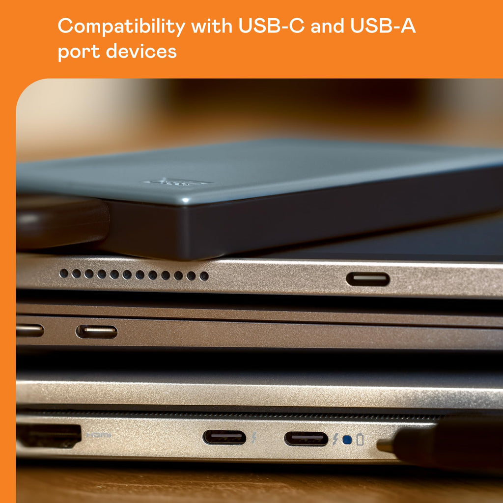 WD 4TB My Passport Works with USB-C, portable external hard drive, USB 3.2 Gen 1, software for device management, backup, password protection, Works with PC, Mac, Chromebook, Gaming Consoles, Grey