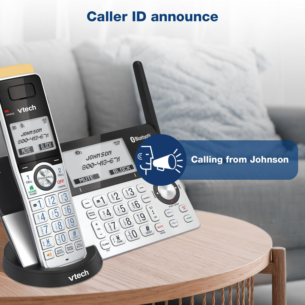 VTech IS8151-2 Super Long Range 2 Handset DECT 6.0 Cordless Phone for Home with Answering Machine, 2300 ft Range, Call Blocking, Bluetooth, Headset Jack, Power Backup, Intercom, Expandable to 12 HS