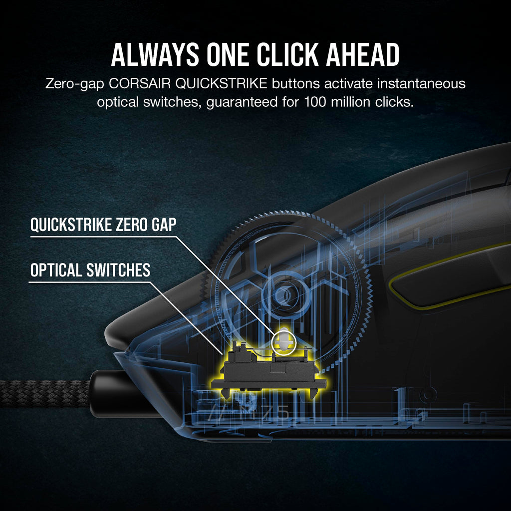 Corsair M75 Wired RGB Lightweight FPS Gaming Mouse � 26,000 DPI � Swappable Side Buttons � PC � Black