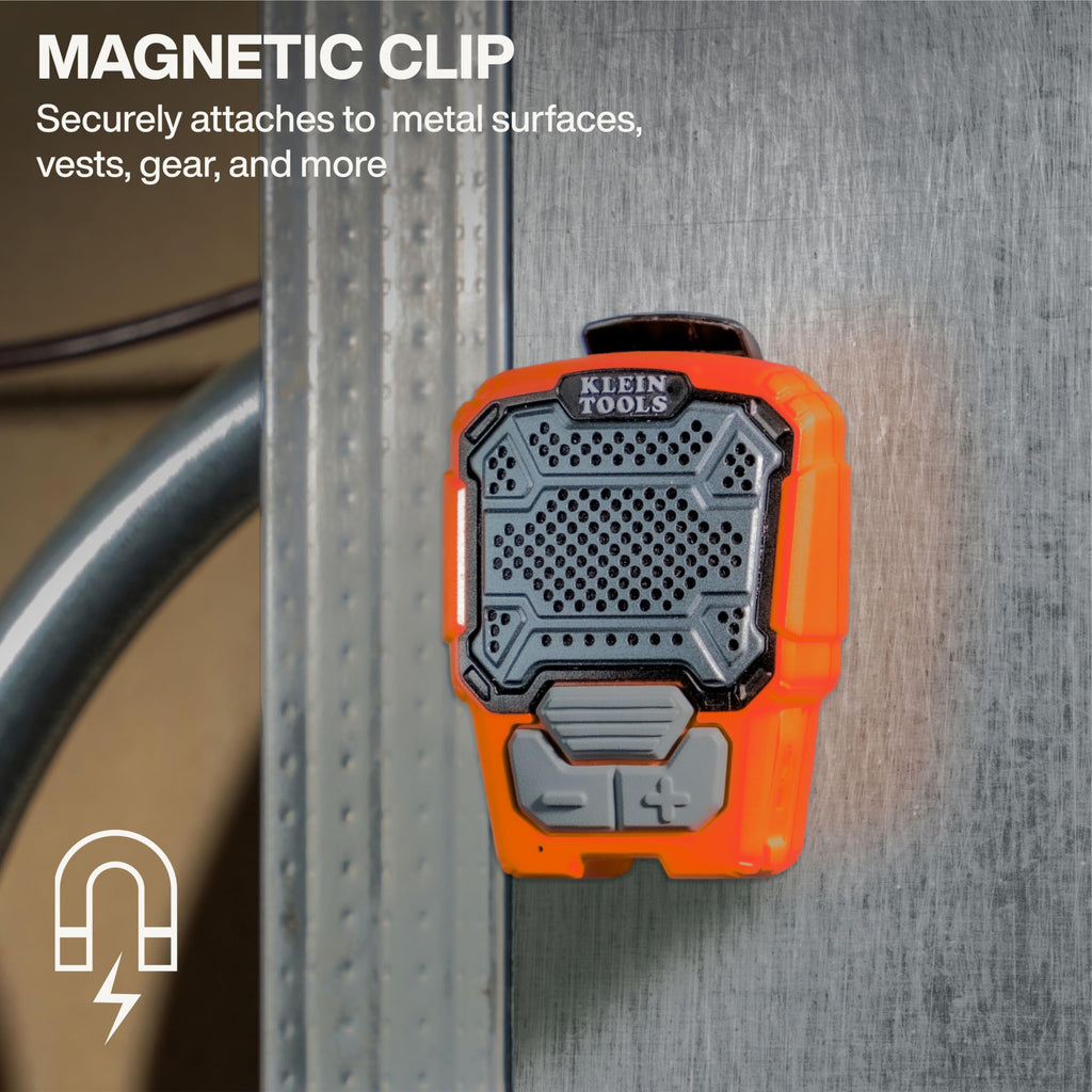 Klein Tools AEPWS1 Wearable Bluetooth Speaker, Portable, Waterproof IP67, Magnetic Clip, Mini Speaker for Hands Free Audio
