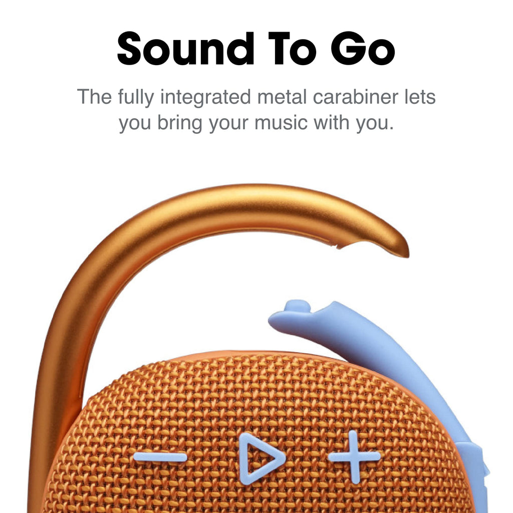 JBL Clip 4, Orange - Portable Bluetooth 5.1 Speaker - Up to 10 Hours Playtime - Waterproof and Dustproof - Includes Noise Cancelling and Anti-Echo Speaker