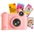 KODAK Smile+ 2-in-1 Digital Instant Camera & Wireless Bluetooth Photo Printer, 10MP, Special-Effect Rotating Lens, Zink 2x3" (5.1x7.5 cm) Sticky-Back Photos, Print via App from Smart Devices, Pink