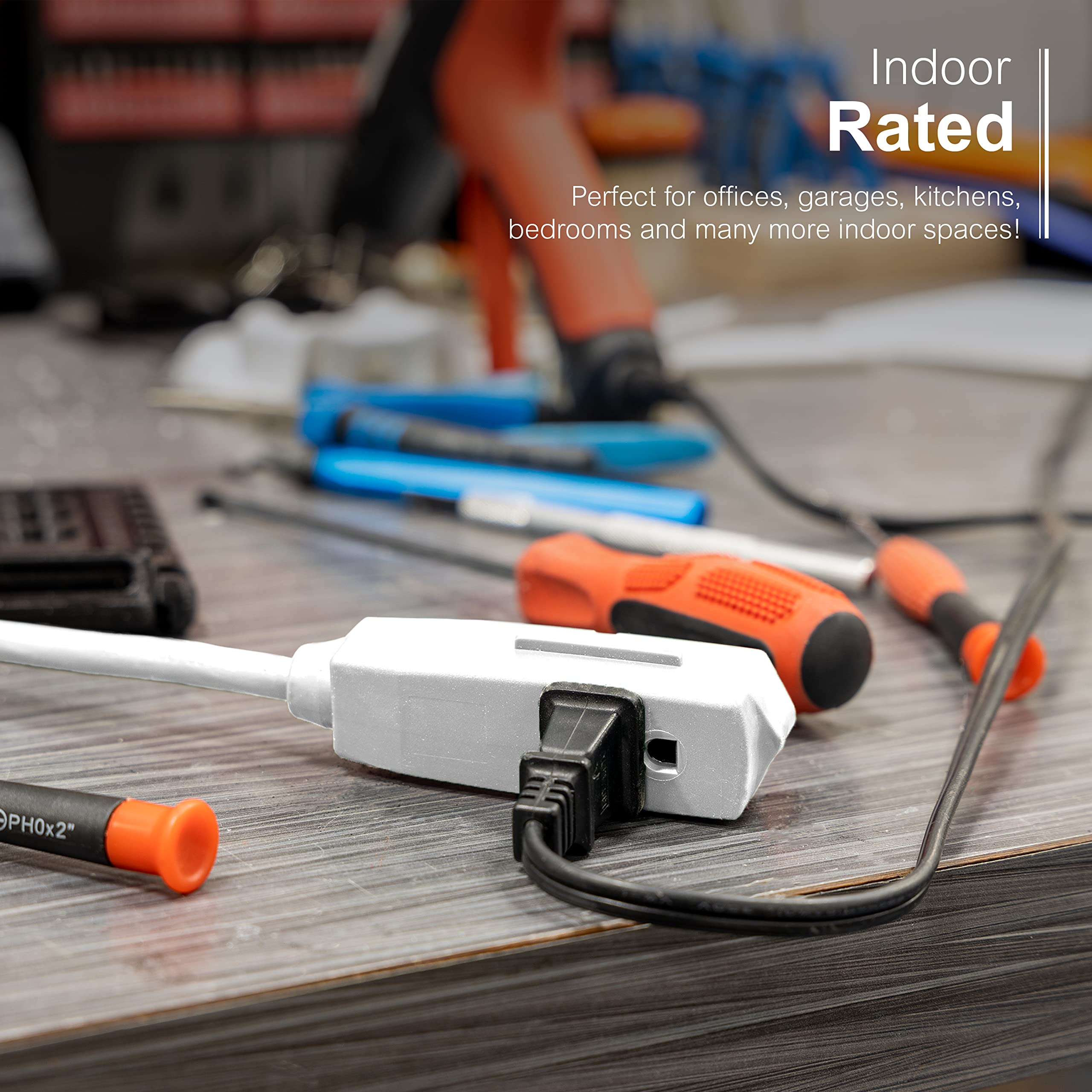 GE 3-Outlet Flat Extеnsion Cord 25 Ft Grounded Extension Cord with Multiple Outlеts 3 Prong Outlet Extender Flat Plug Power Strip Indoor Extensiоn Ϲord 16 Gauge UL Listed White 69920