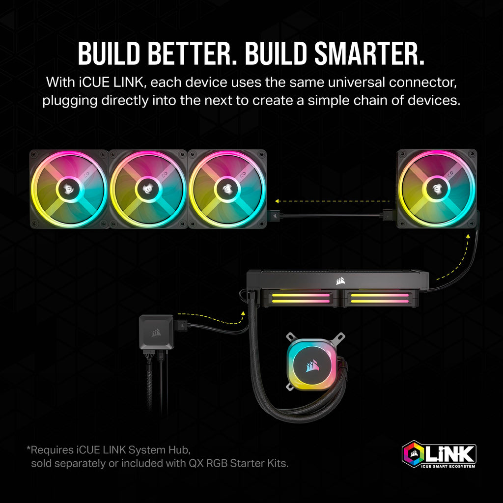 Corsair iCUE LINK QX120 RGB 120mm Magnetic Dome RGB Single Fan - Black