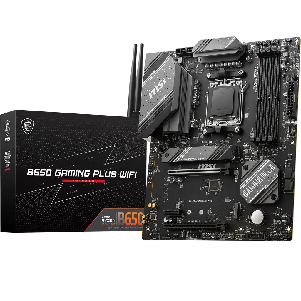 MSI B650 GAMING PLUS WIFI Motherboard, ATX - Supports AMD Ryzen 9000/8000 / 7000 Series Processors, AM5-14+2 Duet Rail VRM, DDR5 Memory Boost 6400+MHz/OC, 2 x PCIe 4.0 x16, 2 x M.2 Gen4, Wi-Fi 6E