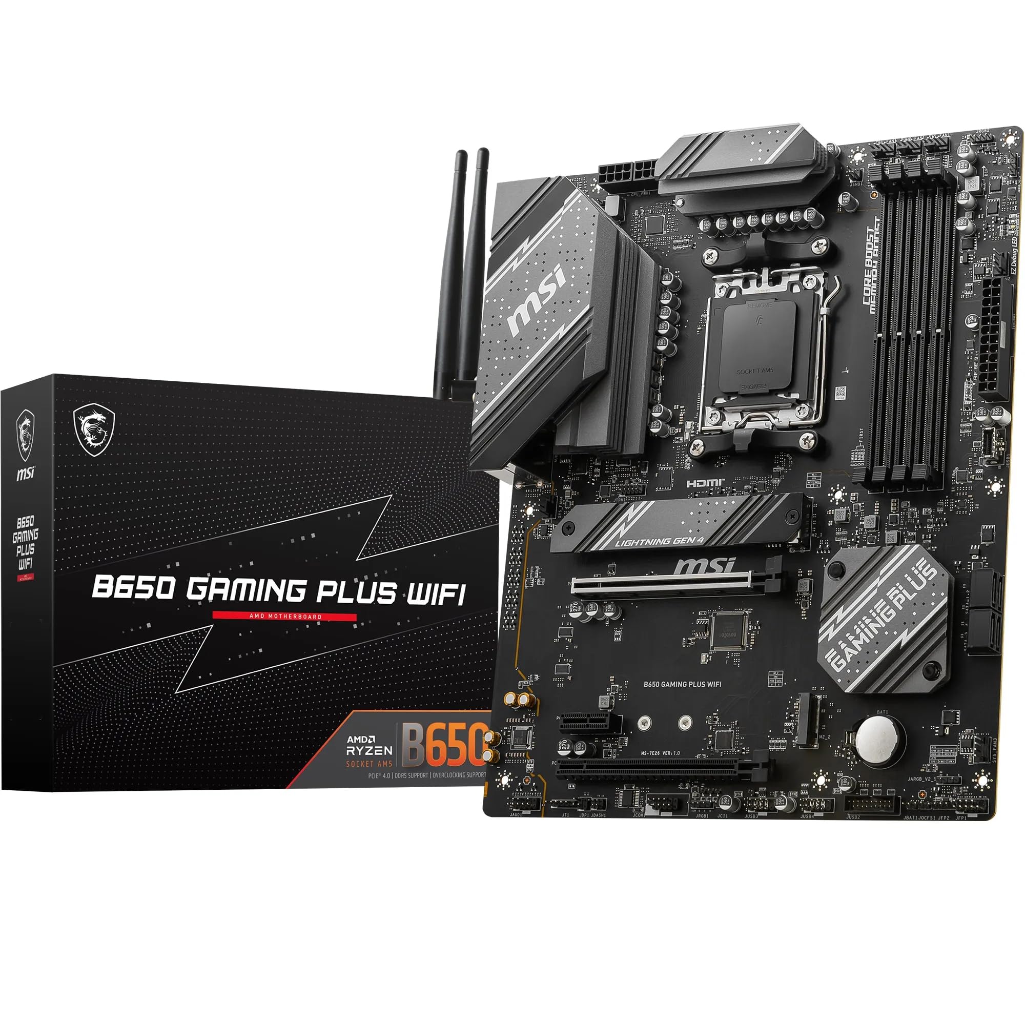 MSI B650 GAMING PLUS WIFI Motherboard, ATX - Supports AMD Ryzen 9000/8000 / 7000 Series Processors, AM5-14+2 Duet Rail VRM, DDR5 Memory Boost 6400+MHz/OC, 2 x PCIe 4.0 x16, 2 x M.2 Gen4, Wi-Fi 6E