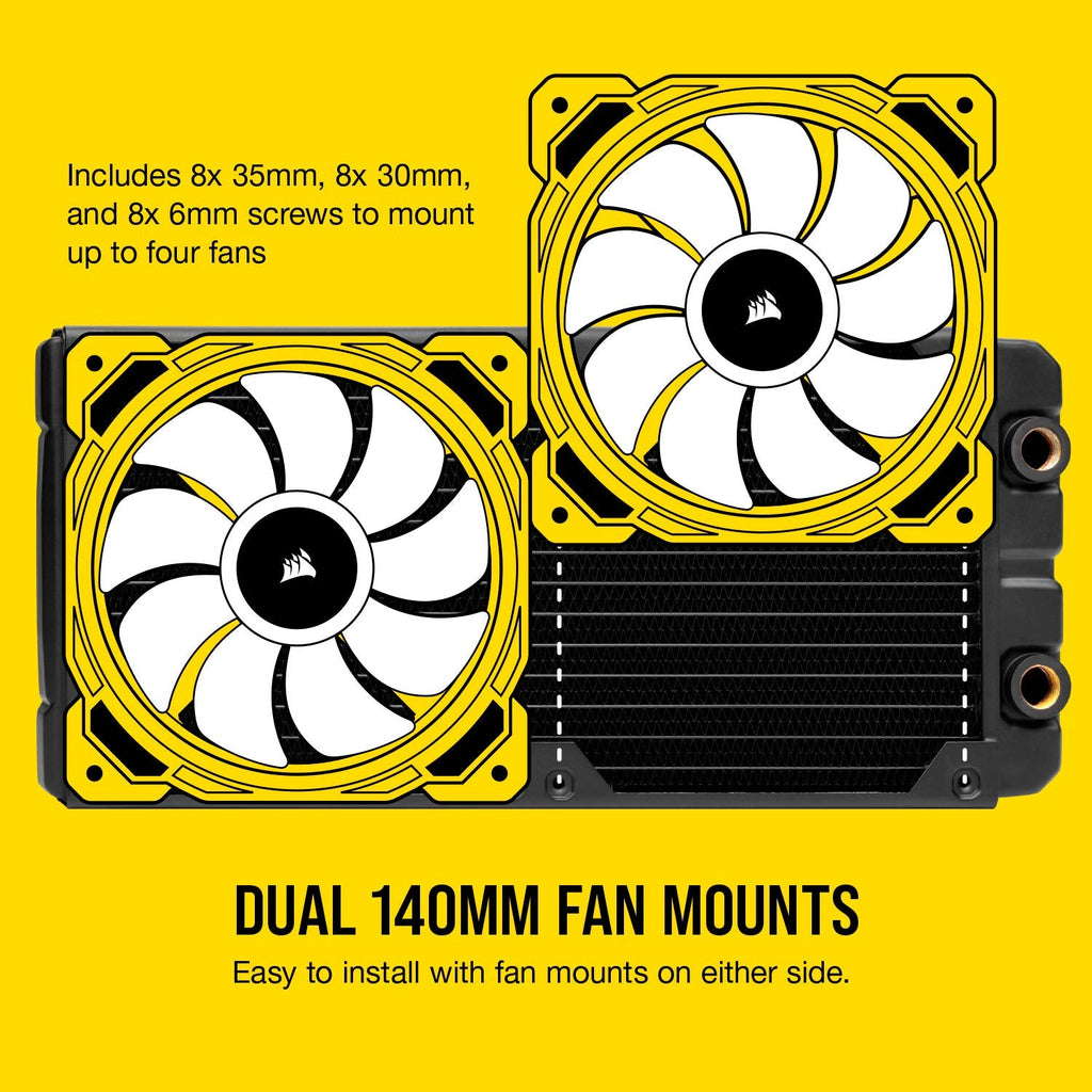 Corsair Hydro X Series, XR5 280 mm Water Cooling Radiator (Dual 140 mm Fan Mounts, Easy Installation, Premium Copper Construction, Polyurethane Coating, Integrated Fan Screw Guides) Black