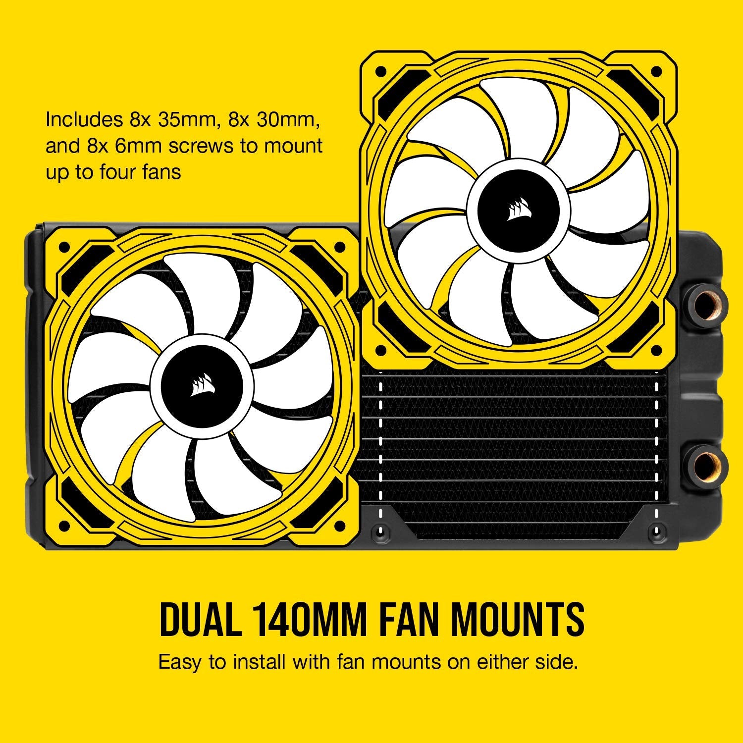 Corsair Hydro X Series, XR5 280 mm Water Cooling Radiator (Dual 140 mm Fan Mounts, Easy Installation, Premium Copper Construction, Polyurethane Coating, Integrated Fan Screw Guides) Black