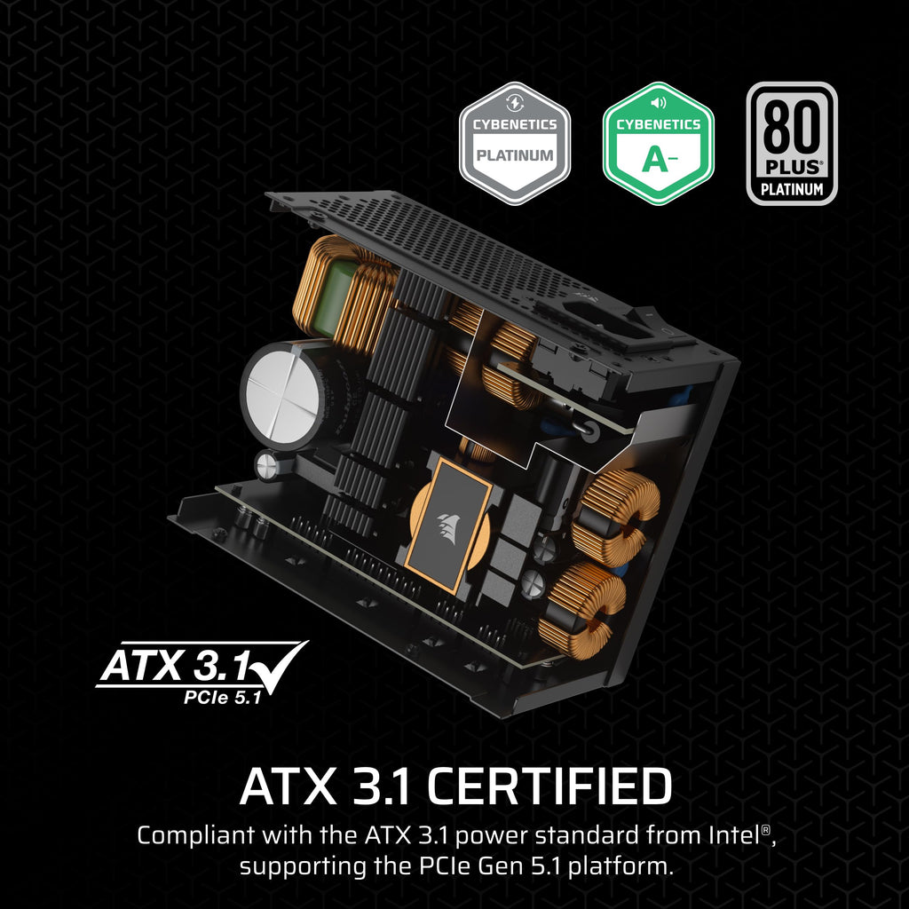Corsair SF850 (2024) ATX 80 Plus Platinum Fully Modular Low Noise Power Supply - PCIe 5.0 Ready - SFX-to ATX Support Included - Black