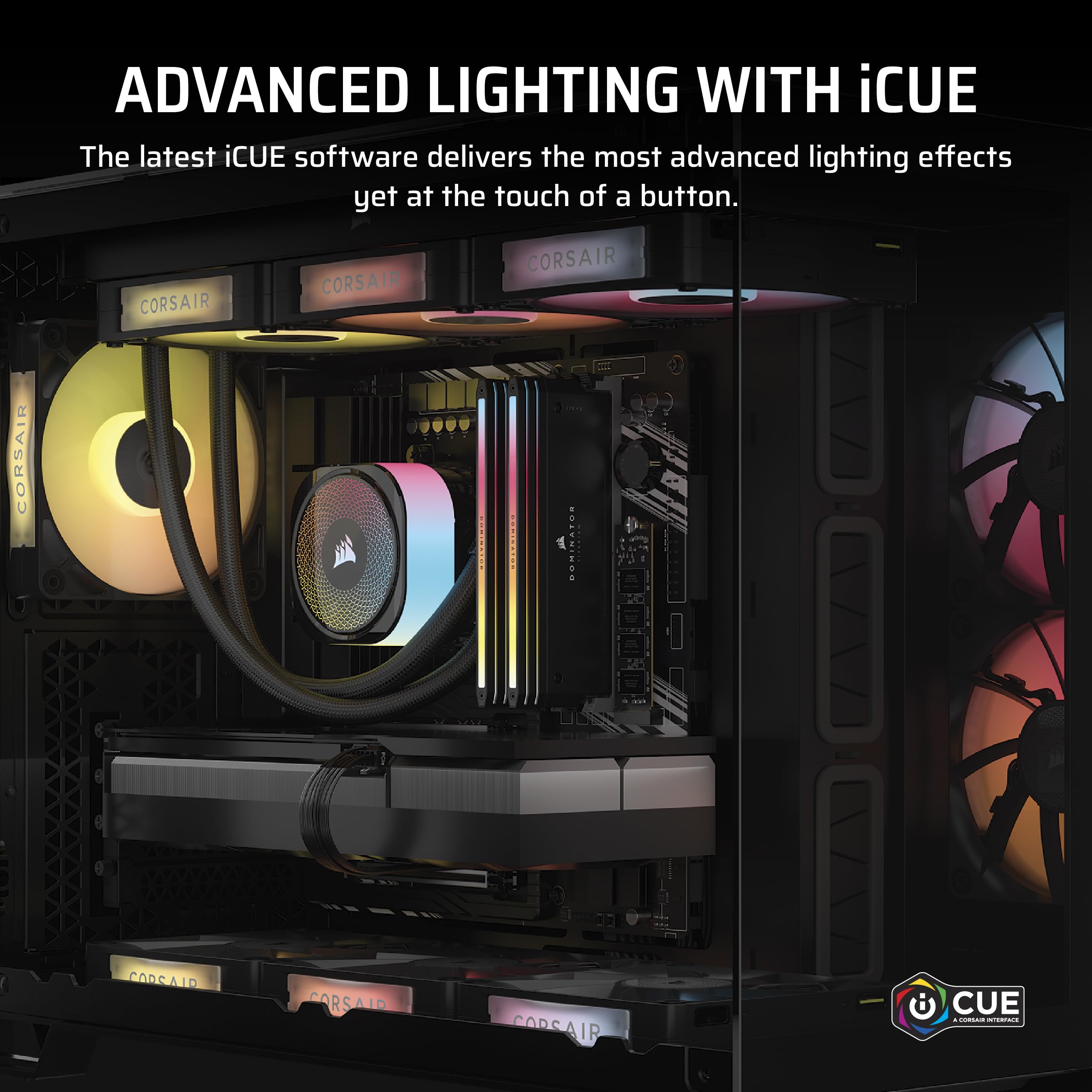 Corsair Vengeance i5100 - Gaming PC - Liquid Cooled Intel Core i9-14900KF CPU - NVIDIA GeForce RTX 5080 GPU - Dominator Titanium RGB DDR5 32GB Memory - 2TB M.2 SSD - Black
