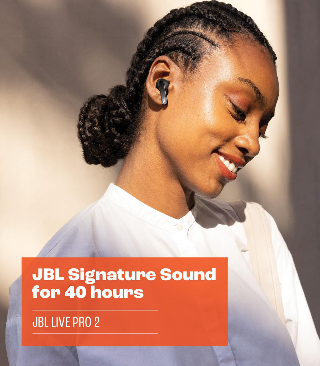 JBL Live Pro TWS 2: 40 Hours of Playtime, True Adaptive Noise Cancelling, Smart Ambient, and Beamforming mics (Black)