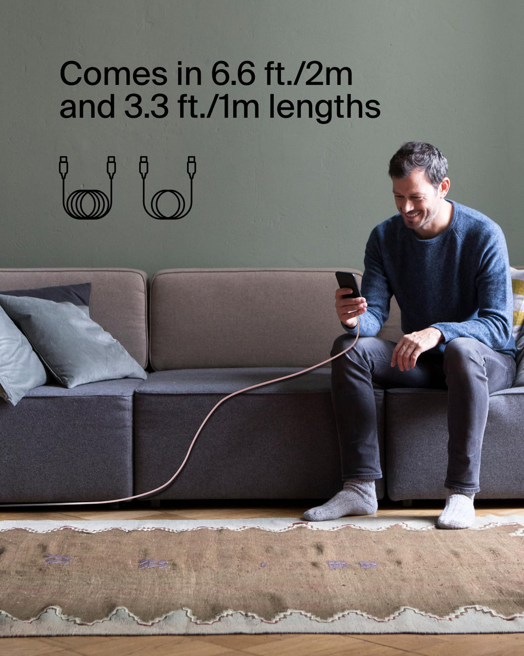 Belkin BoostCharge Braided USB-C to USB-C Cable (1m/3.3ft) for iPhone 16, iPhone 17 Pro, iPhone 17 Pro Max, Galaxy S25, S24, Galaxy Note, Pixel 10 & 9, iPad Pro, Nintendo Switch 2 and More