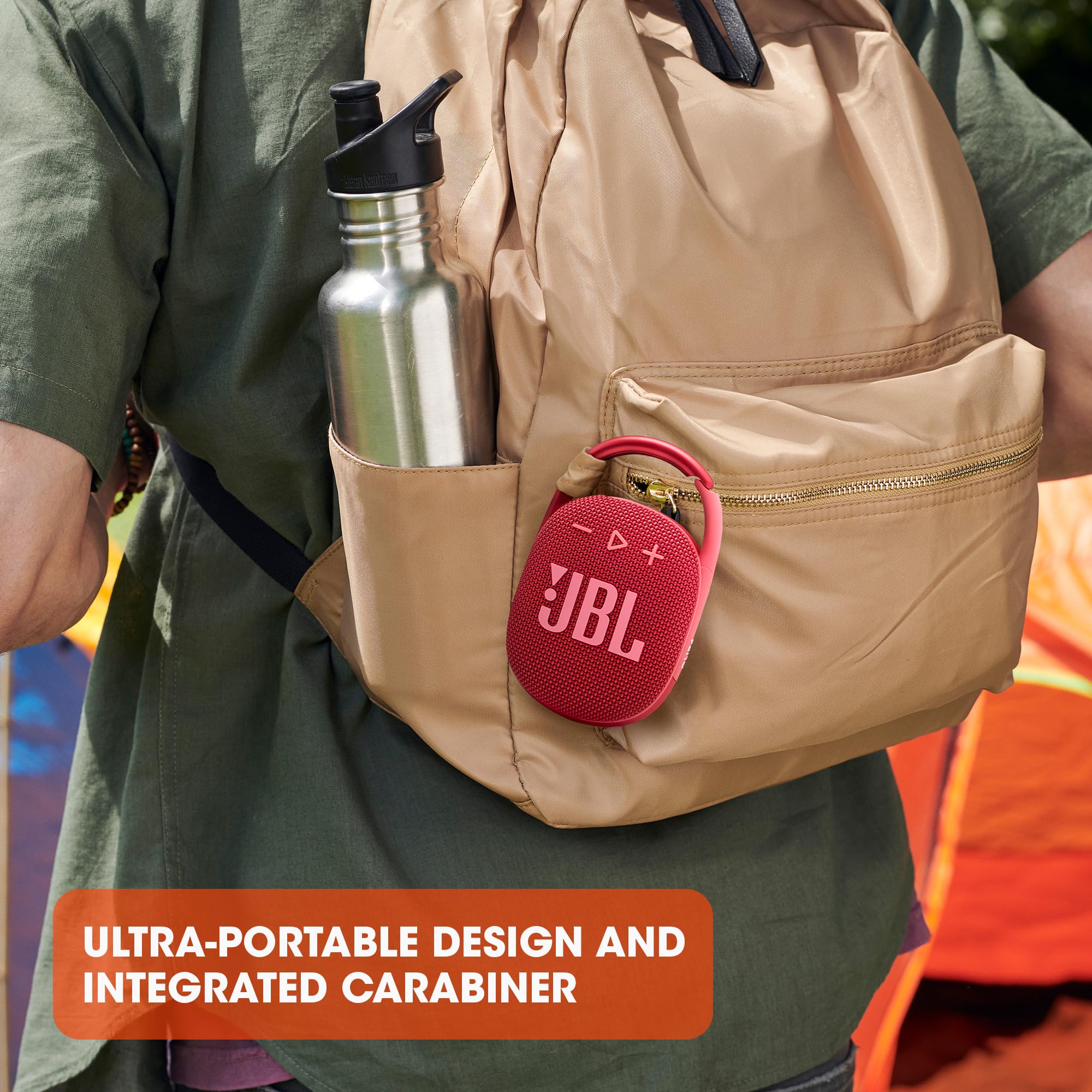 JBL Clip 4 - Portable Mini Bluetooth Speaker, Big Audio and Punchy bass, Integrated Carabiner, IP67 Waterproof and dustproof, 10 Hours of Playtime, Speaker for Home, Outdoor and Travel - (Squad)