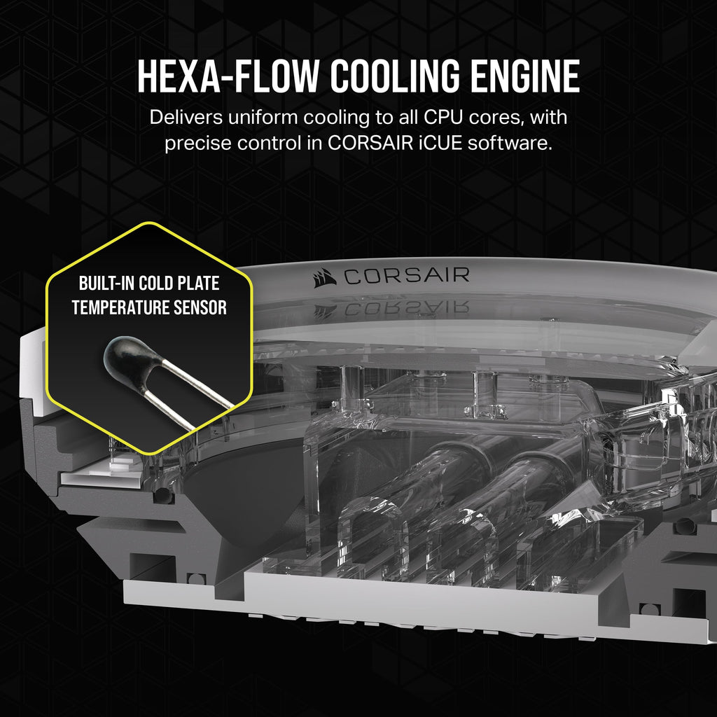 Corsair iCUE LINK XC7 RGB ELITE CPU Water Block - Transparent Flow Chamber - 24 RGB LEDs - Fits Intel® LGA 1700, AMD® AM5 and older - White