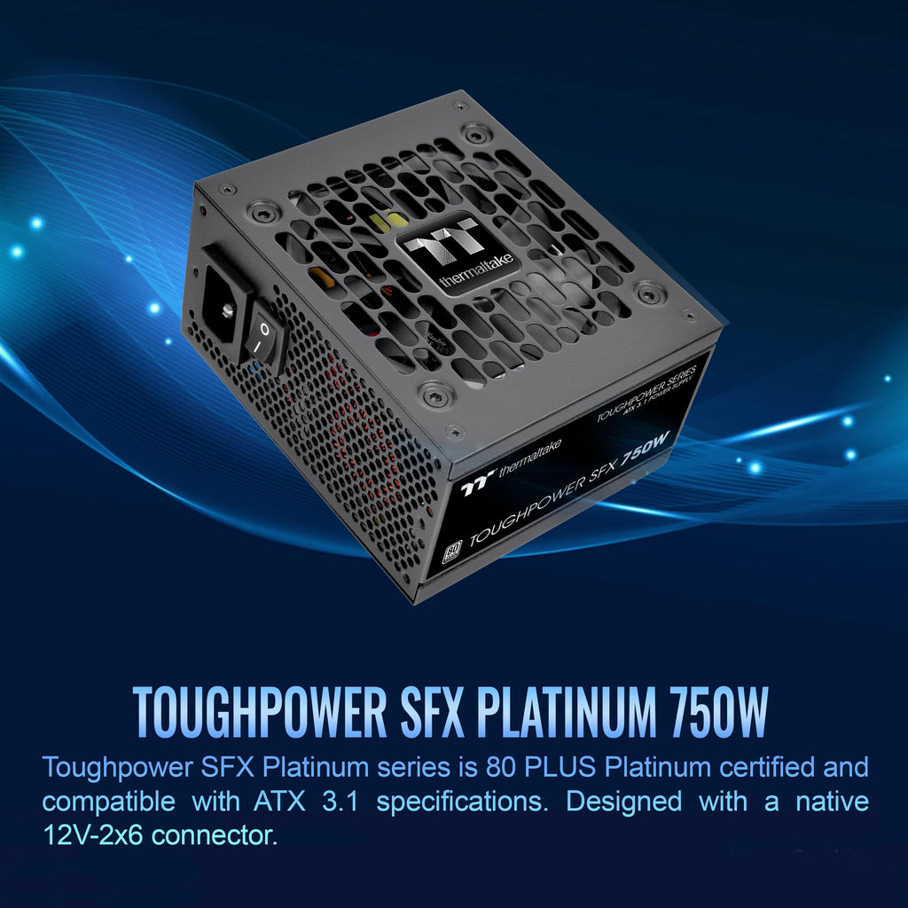 Thermaltake Toughpower SFX PS-STP-0750FNFAPU-1 Standard 80Plus Platinum ATX 3.1 750W Power Supply 300W Connector 12V-2x6 Fully Modular 90mm FDB Fan