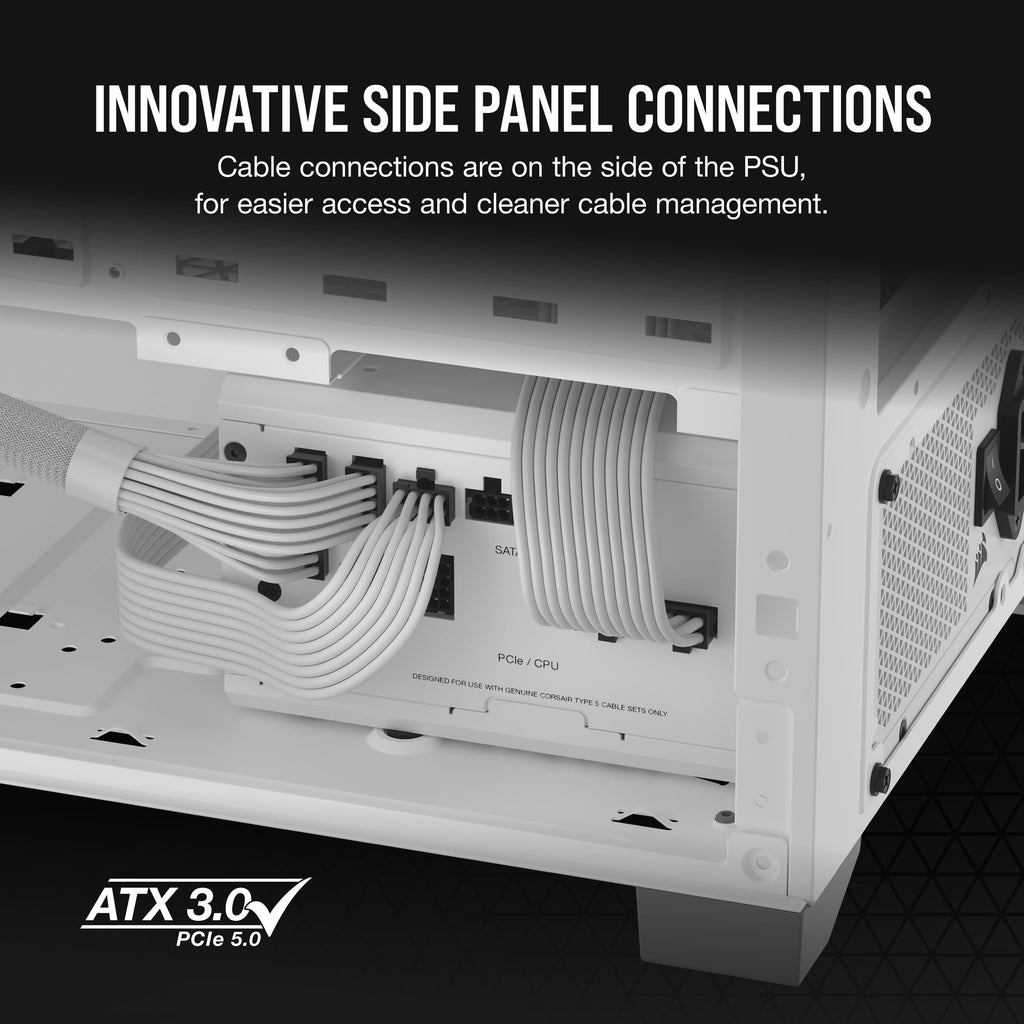 CORSAIR RM750x Shift Fully Modular ATX Power Supply - 80 Plus Gold - ATX 3.1 - PCIe 5.1 - Zero RPM - Modular Side Interface - White