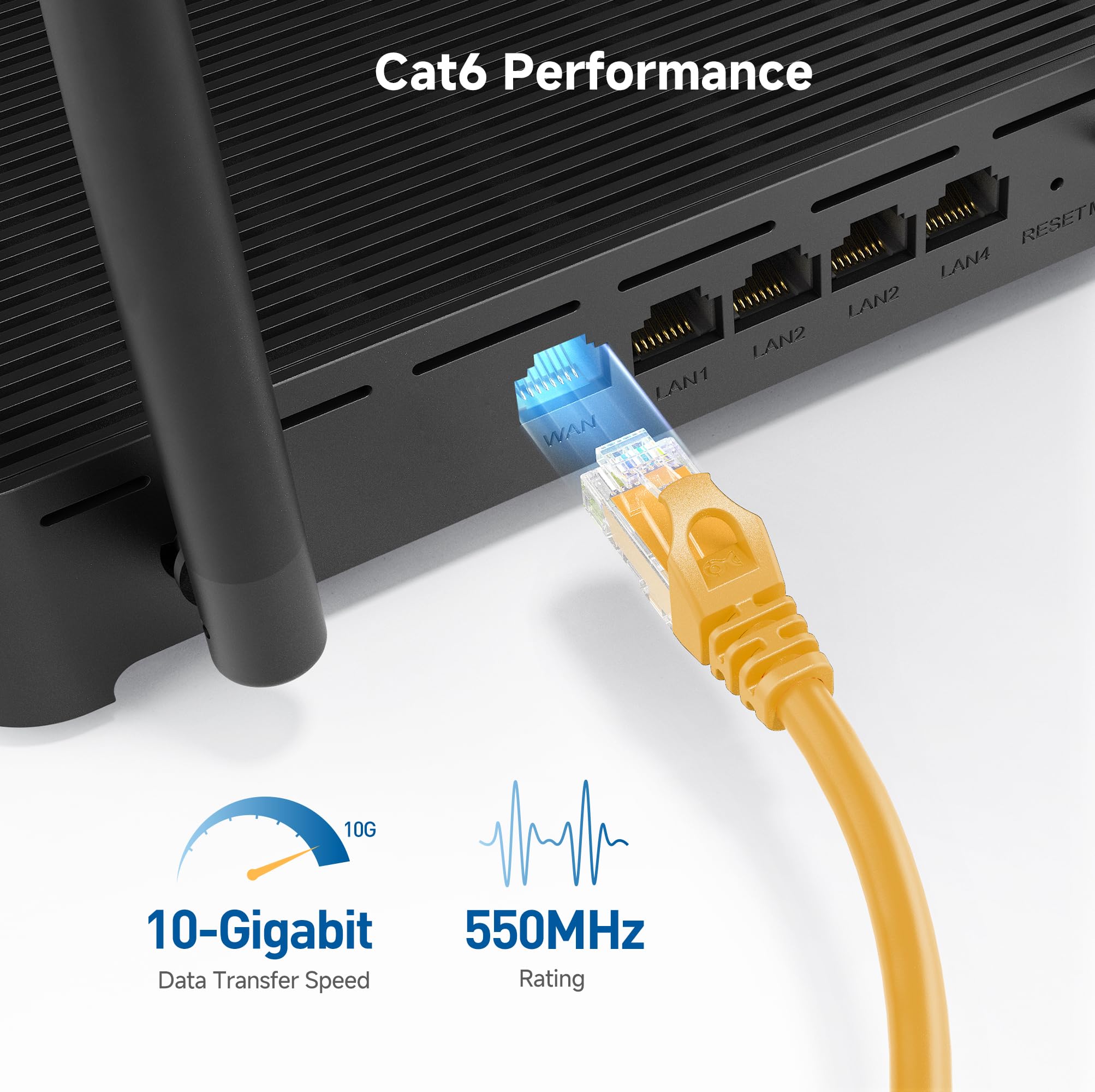 Cable Matters 5-Pack Snagless Cat6 Ethernet Cable (Cat6 Cable/Cat 6 Cable) in Yellow 7 Feet - Available 1FT - 150FT in Length