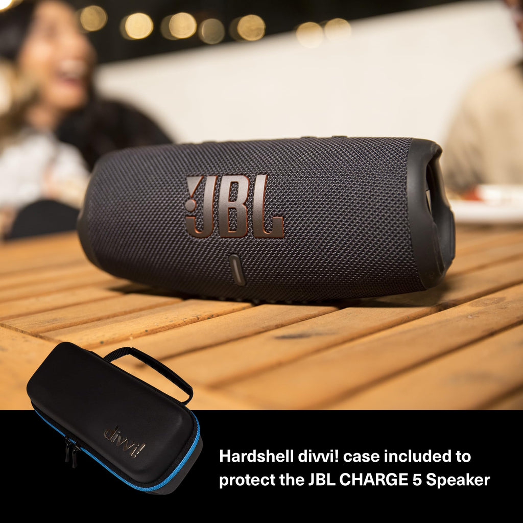 JBL Charge 5 Portable Waterproof Wireless Bluetooth Speaker Bundle with divvi! Protective Hardshell Case - Teal