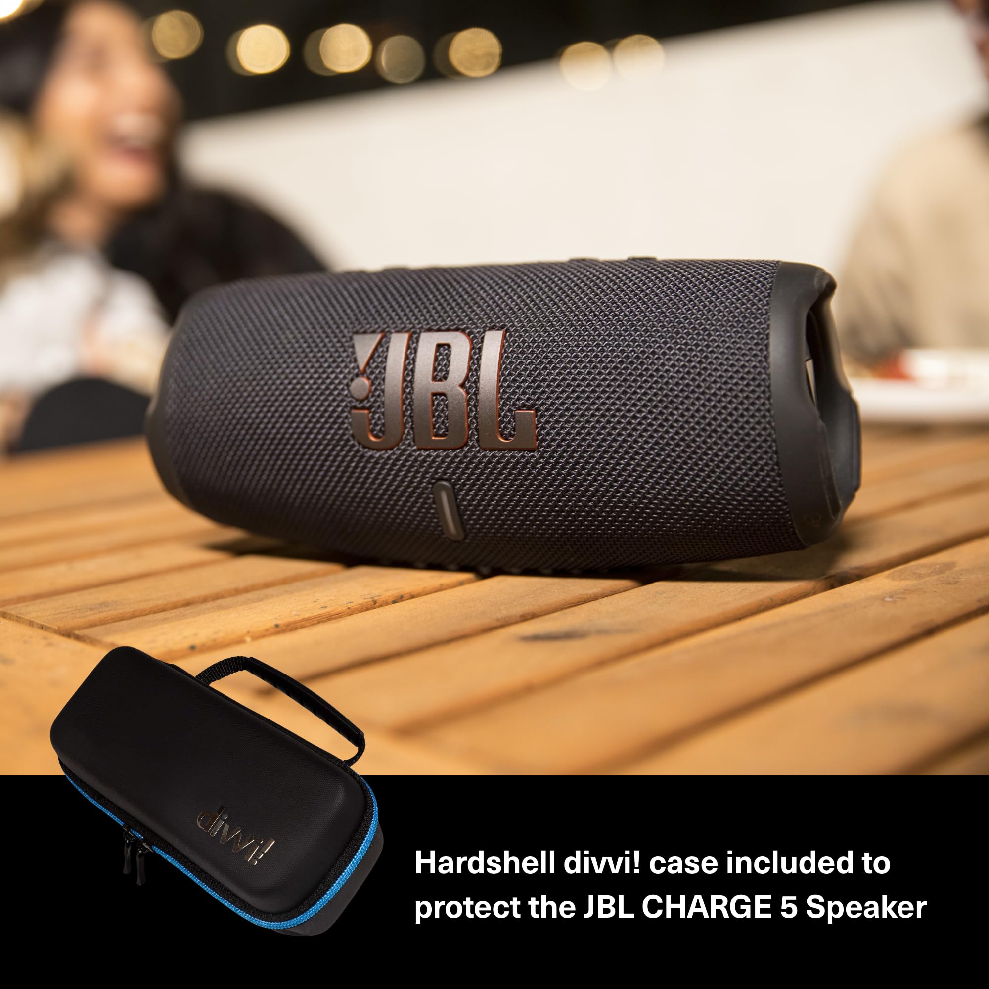JBL Charge 5 Portable Waterproof Wireless Bluetooth Speaker Bundle with divvi! Protective Hardshell Case - Teal