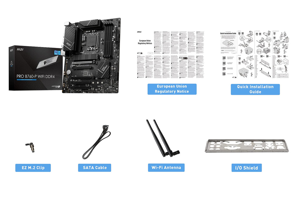 MSI PRO B760-P WiFi DDR4 ProSeries Motherboard (Supports 12th/13th Gen Intel Processors, LGA 1700, DDR4, PCIe 4.0, M.2, 2.5Gbps LAN, USB 3.2 Gen2, Wi-Fi 6E, ATX)