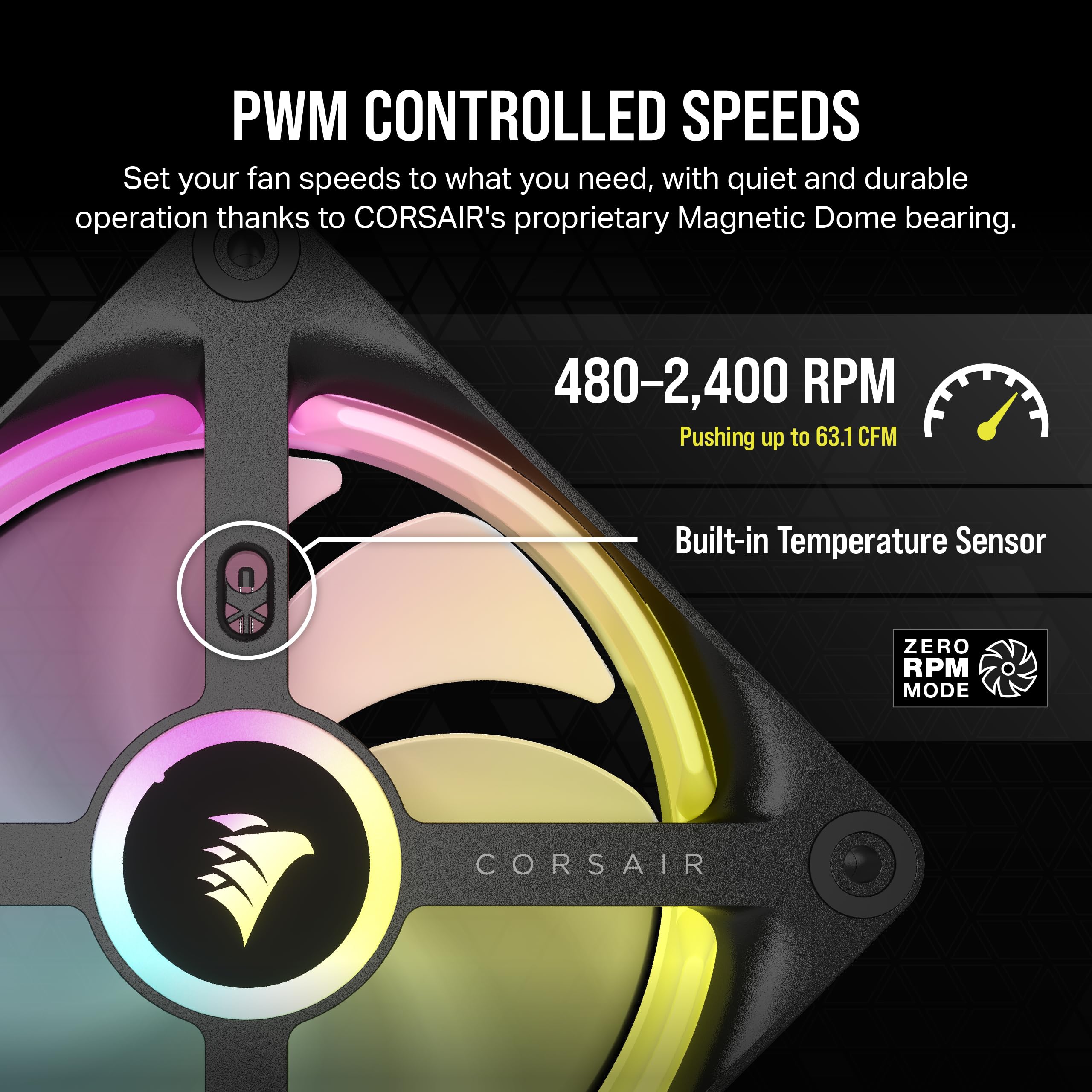 Corsair iCUE LINK QX120 RGB 120mm Magnetic Dome RGB Single Fan - Black