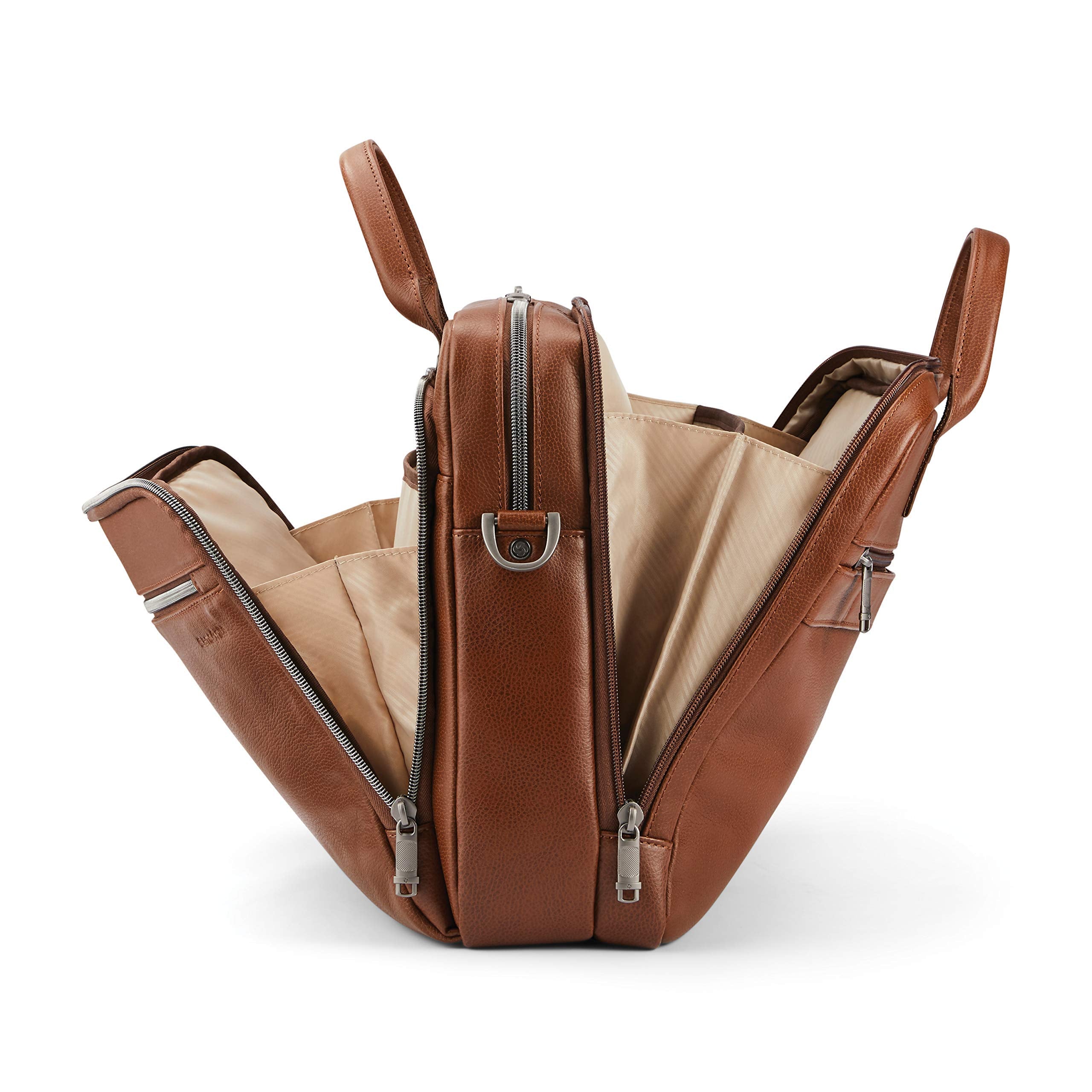 Samsonite Unisex-Adult Classic Leather Toploader Briefcase, Cognac, One Size, Classic Leather Toploader Briefcase