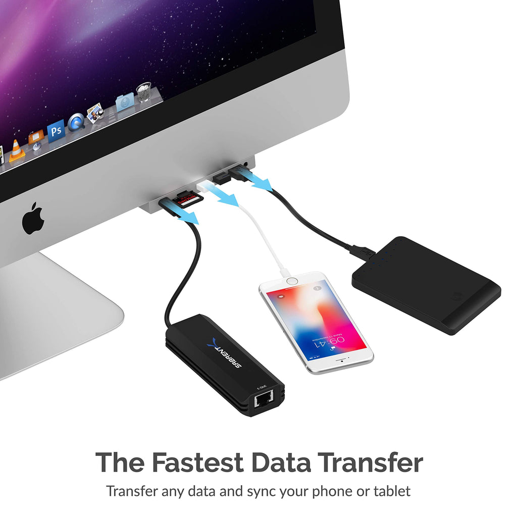 SABRENT Mac Docking Station Memory Card Reader, USB C Hub, 4K HDMI Port, 3.5 Audio Jack, SD MicroSD Card Reader, Super fast 5Gbps USB Ports for iMac - 2017 & Up (HB-SIMC)