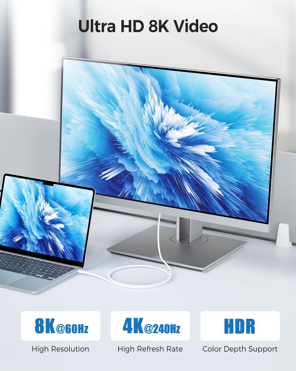 [Intel Certified] Cable Matters 40Gbps Thunderbolt 4 Cable 1m with 8K Video and 240W Charging in White - Backwards Compatible with USB4 Thunderbolt 3 Cable and USB-C