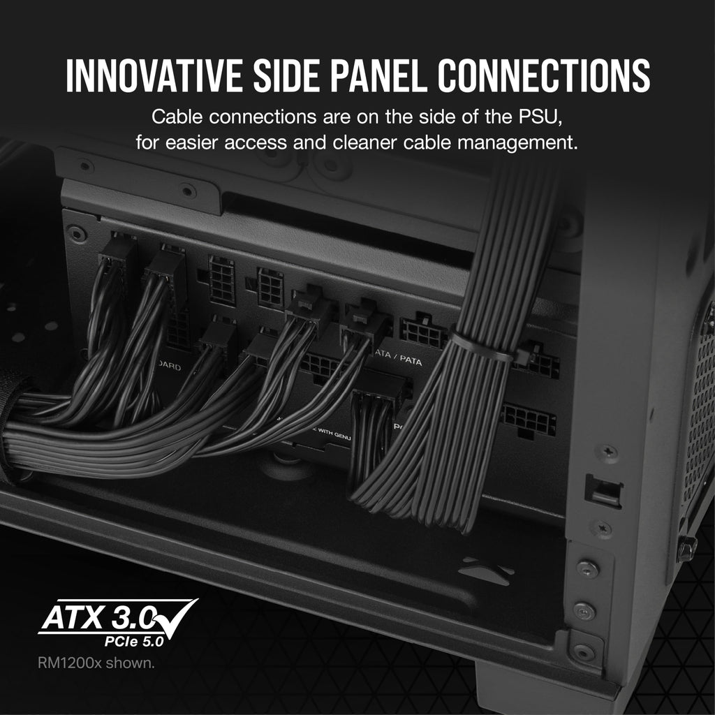 Corsair RM1000x Shift Fully Modular ATX Power Supply - Modular Side Interface - ATX 3.0 & PCIe 5.0 Compliant - Zero RPM Fan Mode - 105°C-Rated Capacitors - 80 Plus Gold Efficiency - Black