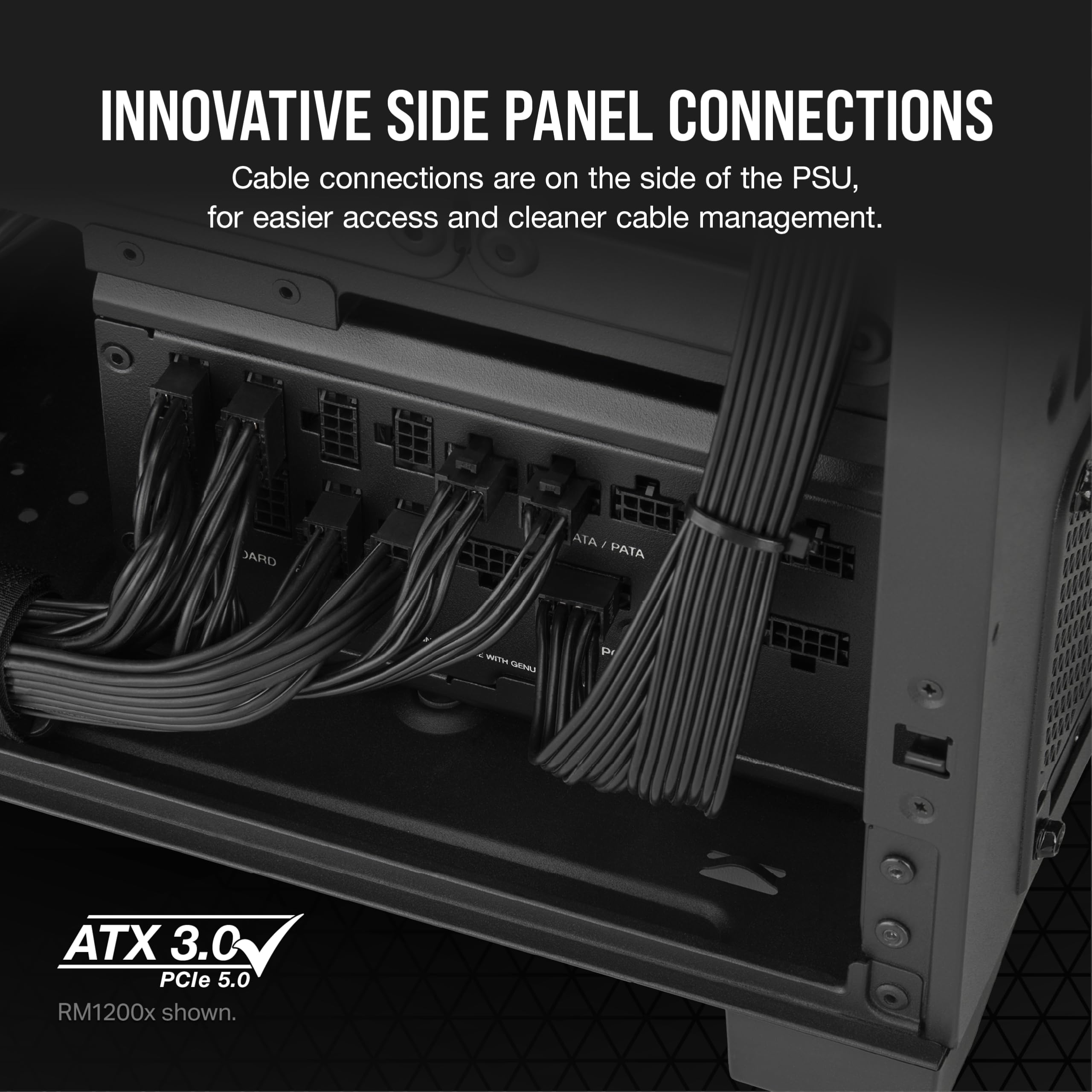 Corsair RM1000x Shift Fully Modular ATX Power Supply - Modular Side Interface - ATX 3.0 & PCIe 5.0 Compliant - Zero RPM Fan Mode - 105°C-Rated Capacitors - 80 Plus Gold Efficiency - Black
