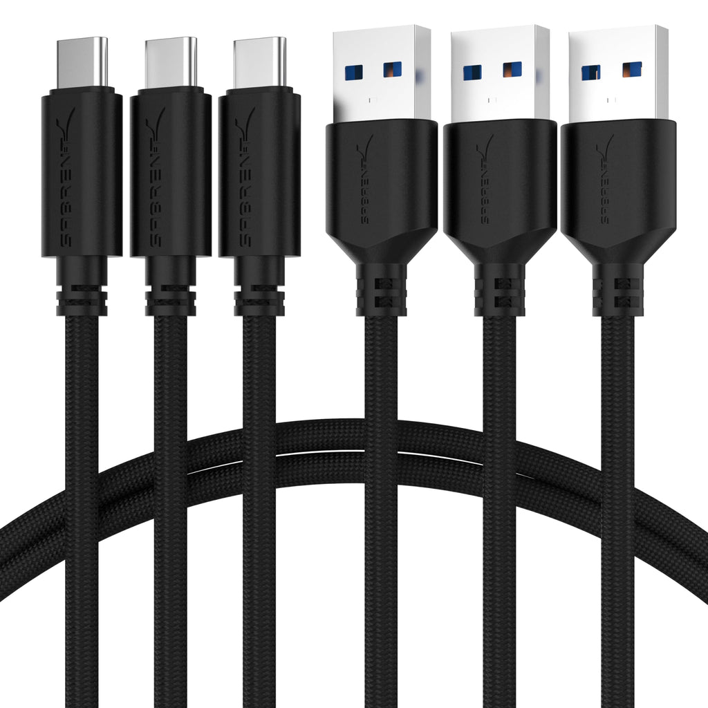 SABRENT 3 USB C fast charging cable, high speed USB type C 5V-3A, USB-C cable can be used also as a data transfer 3.2 Gen1 cable, for Galaxy, Note, Sony Xperia, Xiaomi, Switch, ps5, 1.80 m (CB- C3X6)