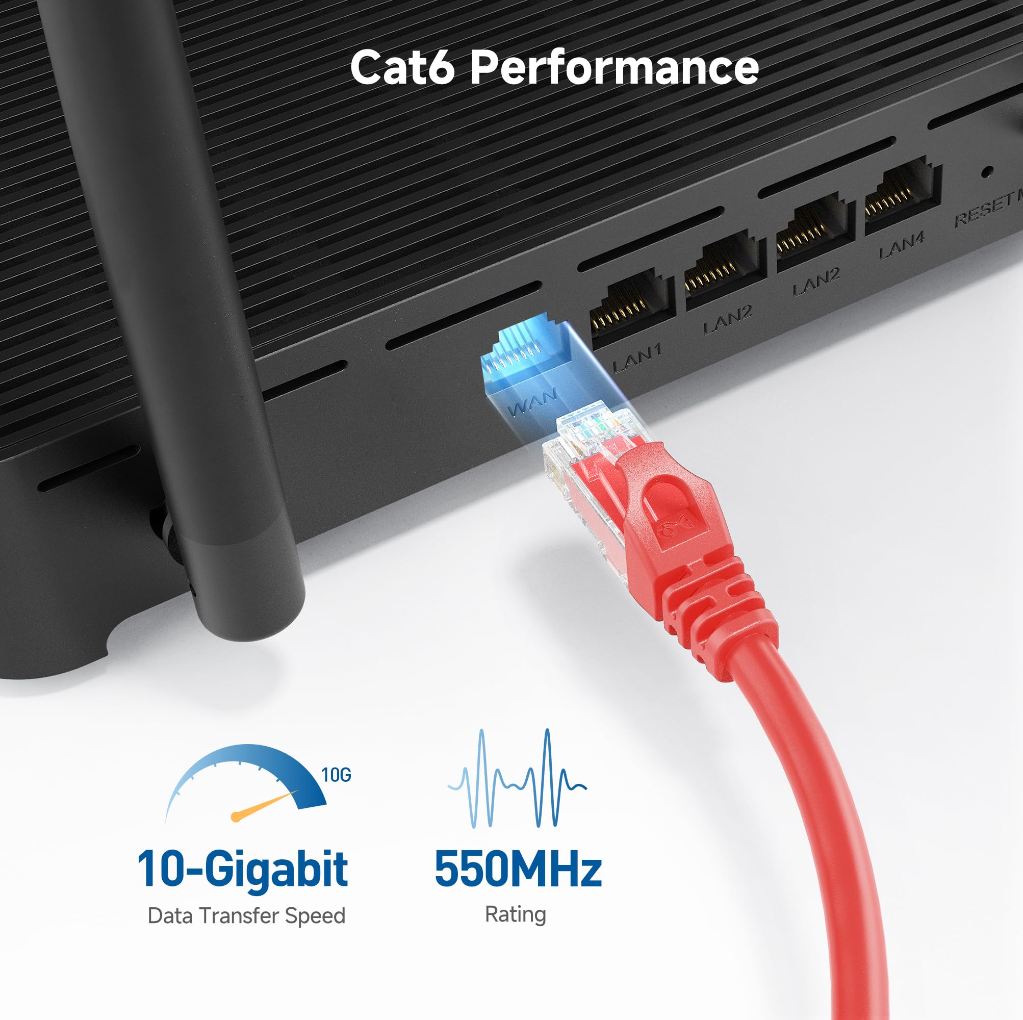 Cable Matters 10Gbps Snagless Cat 6 Ethernet Cable - 7ft, Cat 6 Cable, Cat6 Cord, Ethernet Cord, Red