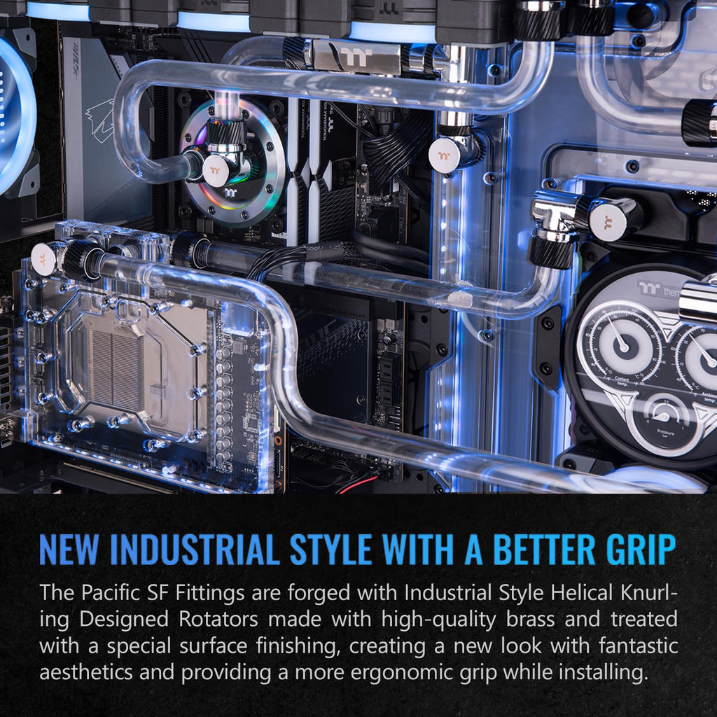 Thermaltake Pacific SF Male to Male 20mm Extender Silver Black/DIY LCS/Fittings CL-W390-CU00SL-A