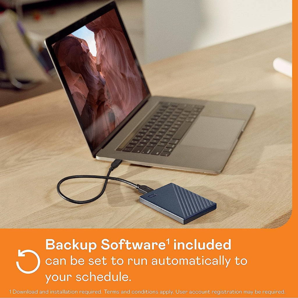WD 2TB My Passport for Mac portable external storage, USB 3.0, Mac Compatible external hard drive, software for device management, backup and password protection, Time Machine Ready, Midnight Blue