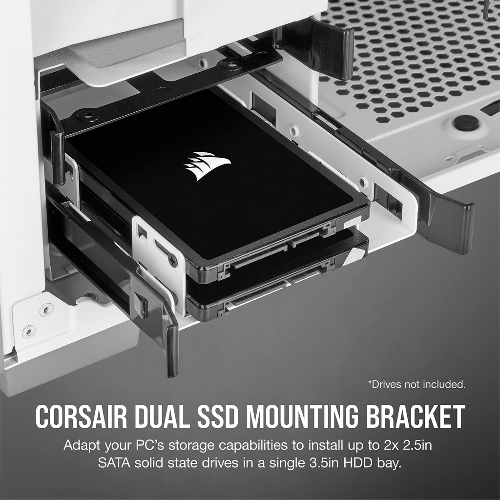 Corsair Dual SSD Mounting Bracket (3.5” Internal Drive Bay to 2.5", Easy Installation) White