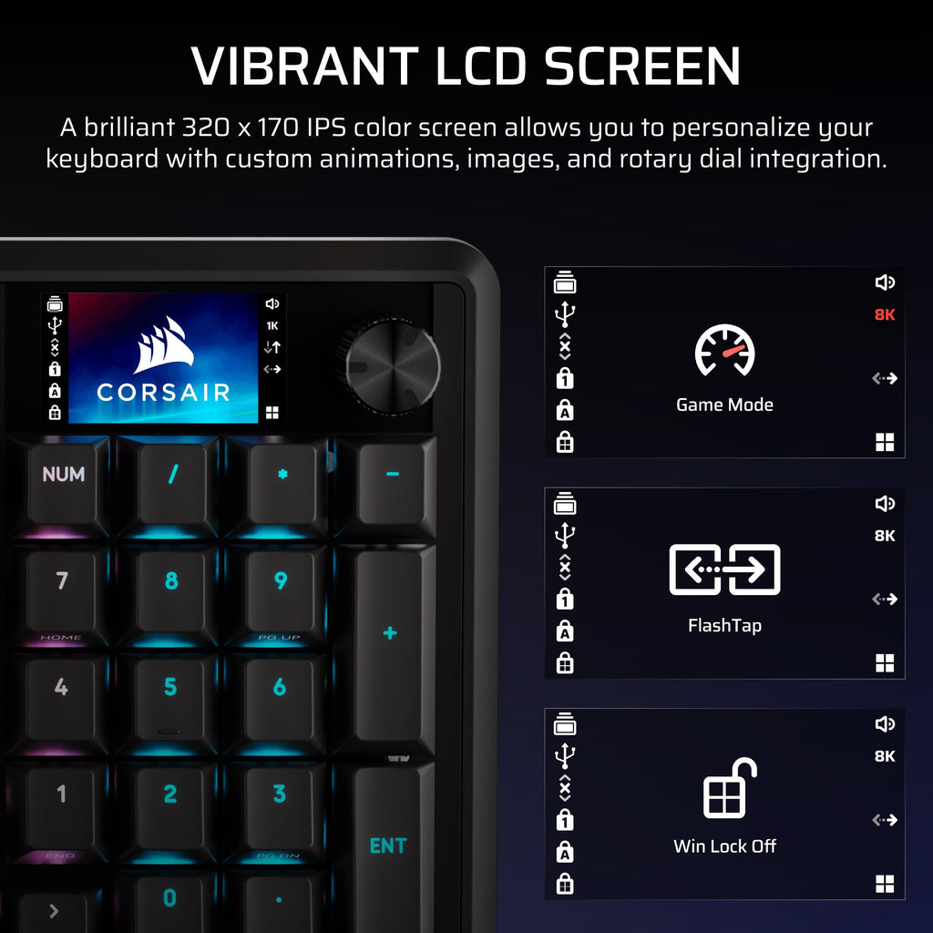 Corsair Vanguard PRO 96 Wired Hall Effect Magnetic Mechanical Gaming Keyboard � 96% Layout, MGX Hyperdrive Switches, 8000Hz Polling, Rapid Trigger, Virtual Stream Deck, SOCD Flashtap, QWERTY US