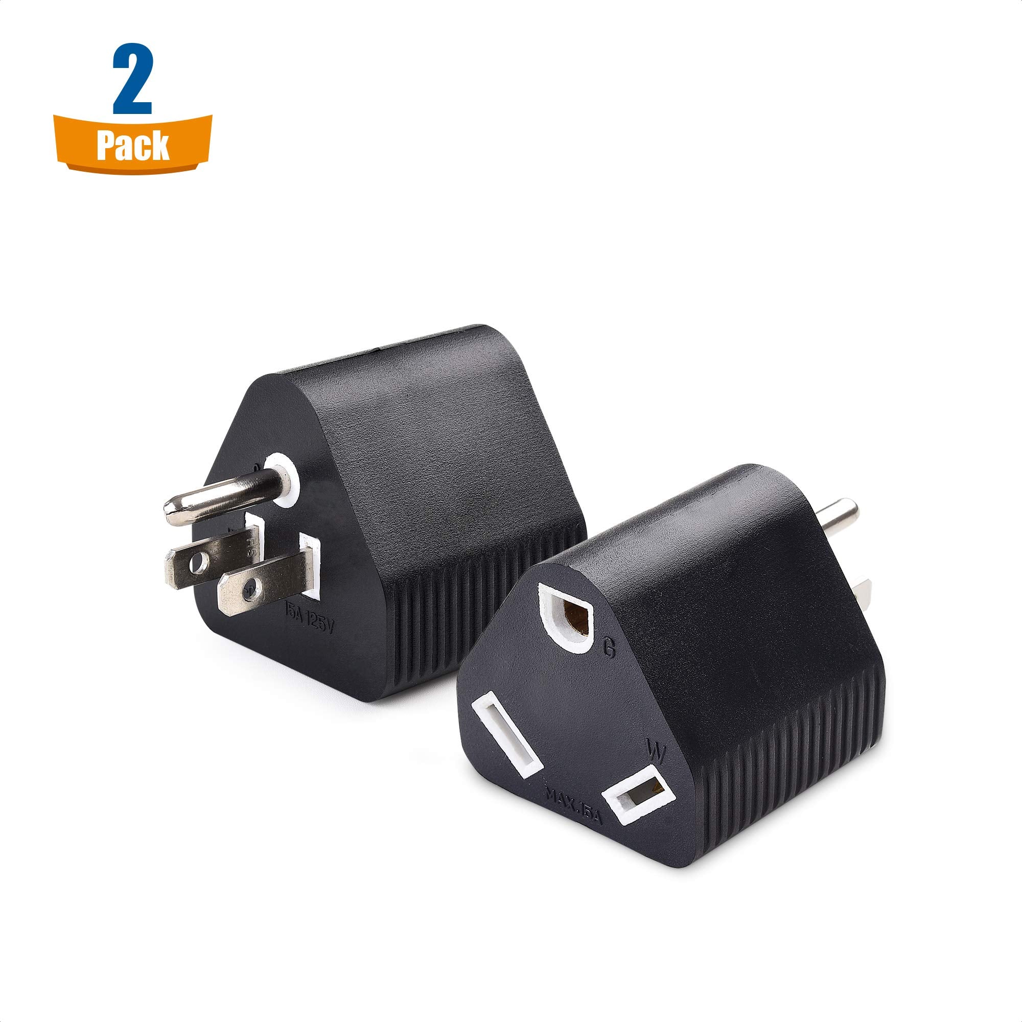 Cable Matters 2-Pack 15 Amp to 3 Prong 30 Amp RV Adapter, 15 AMP RV Plug (NEMA 5-15P to TT-30R)