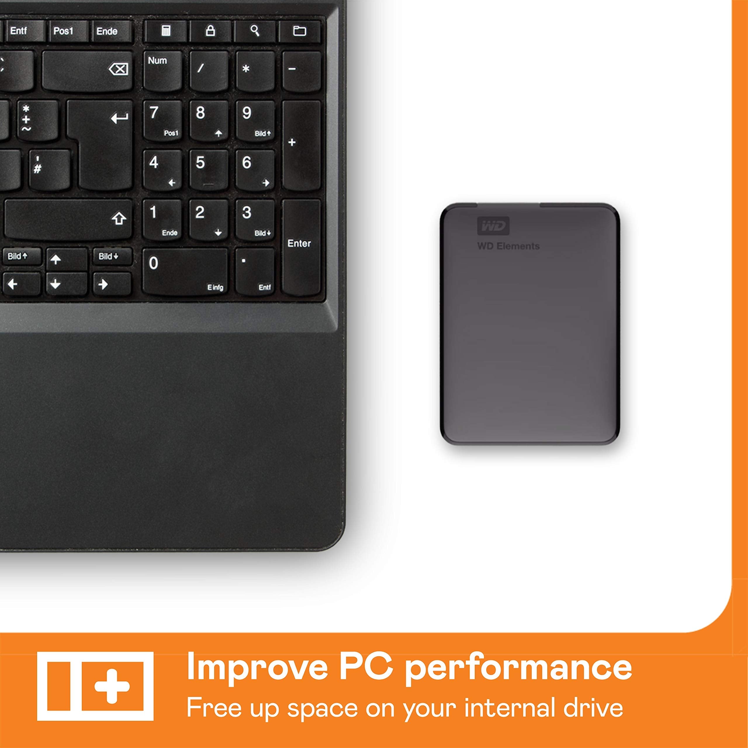 WD 6TB Elements portable external hard drive, USB 3.0, portable external storage, Plug-and-Play, SuperSpeed USB 3.2 Gen 1, Formatted for PC and Mac, Black