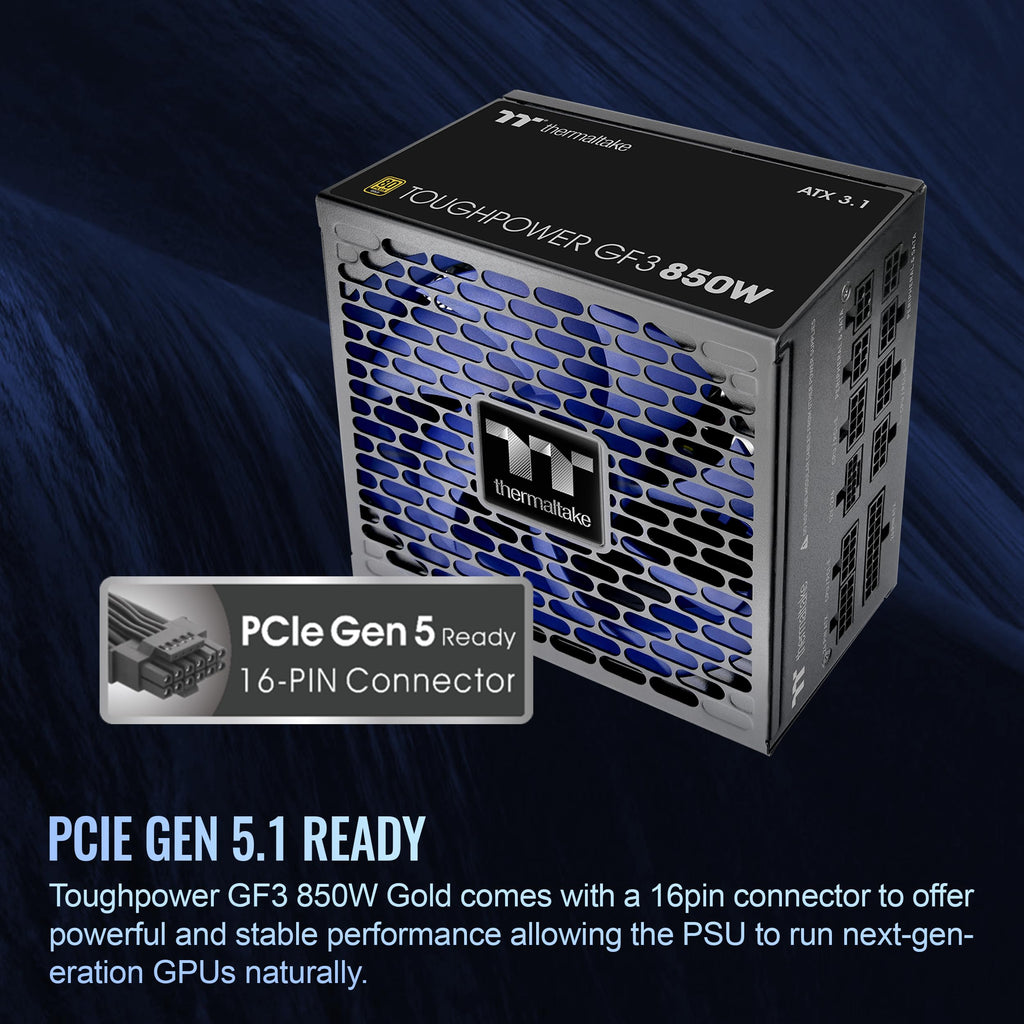 Thermaltake Toughpower GF3 850W 80+ Gold Full Modular SLI/Crossfire Ready ATX 3.0 Standard Power Supply, PCIe Gen.5 12VHPWR Connector Included, PS-TPD-0850FNFAGU-4, Black (9B17-153-438)